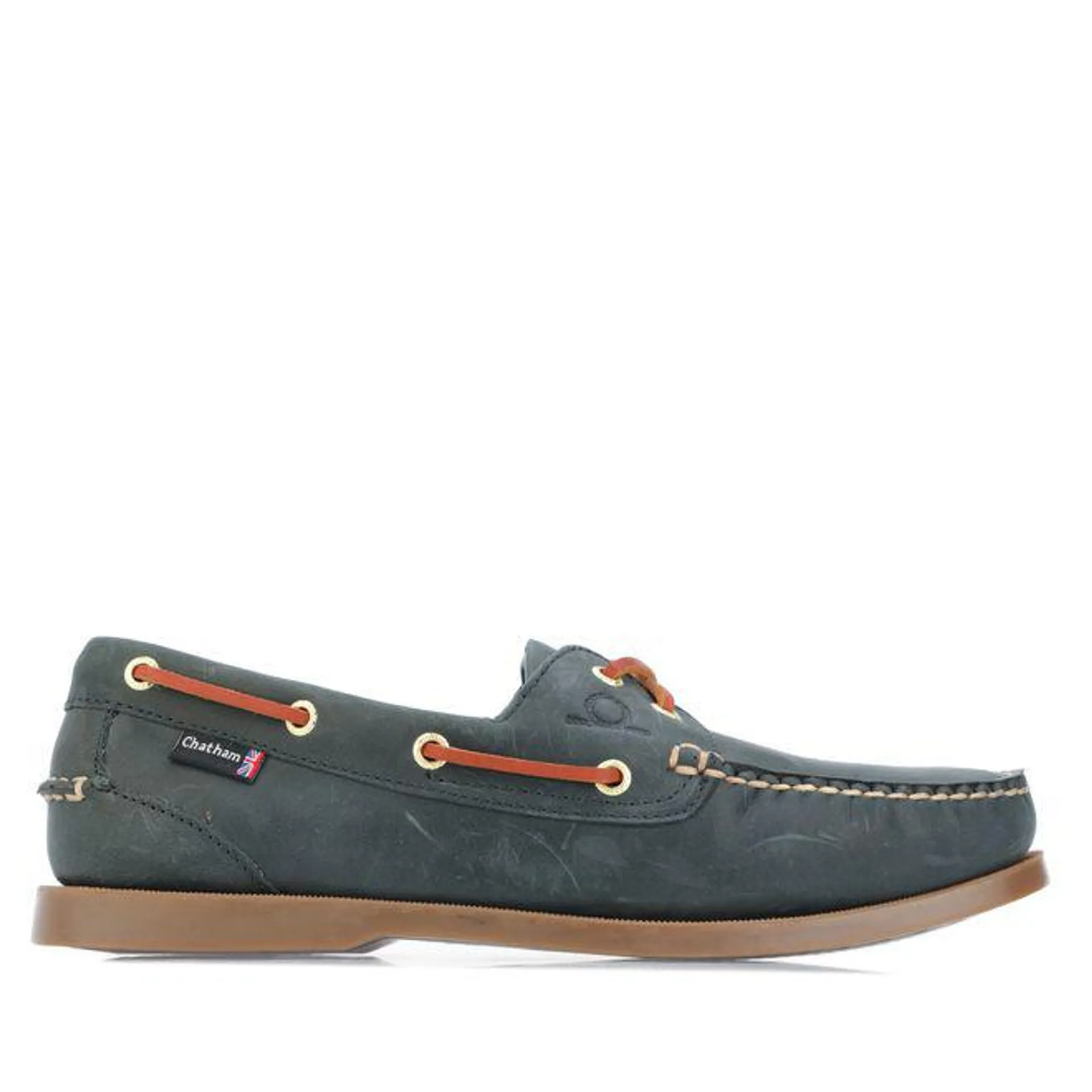 Chatham Mens Deck II G2 Premium Leather Boat Shoes in Blue