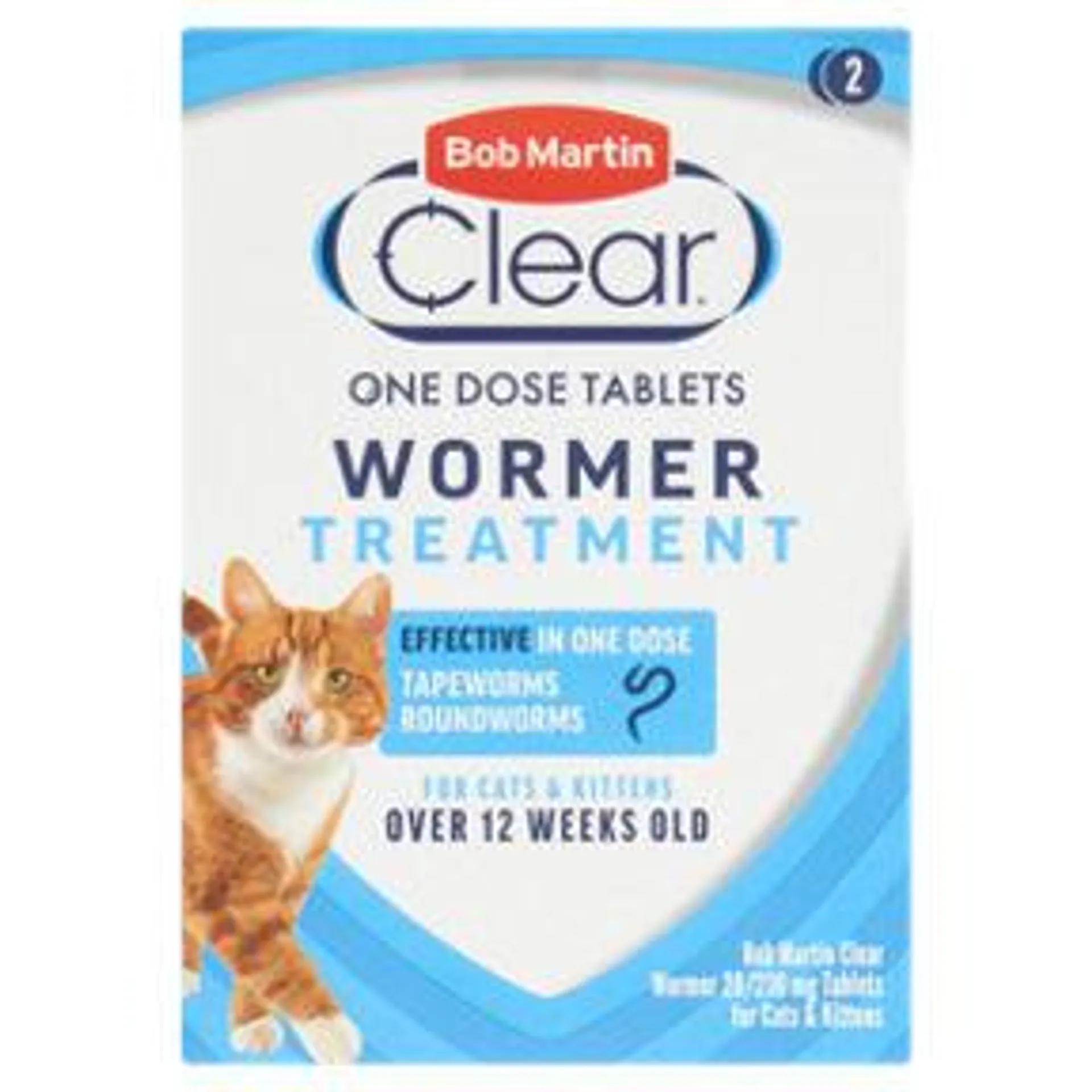 Bob Martin Clear Wormer Treatment for Cats & Kittens Over 12 Weeks Old 2 Tablets