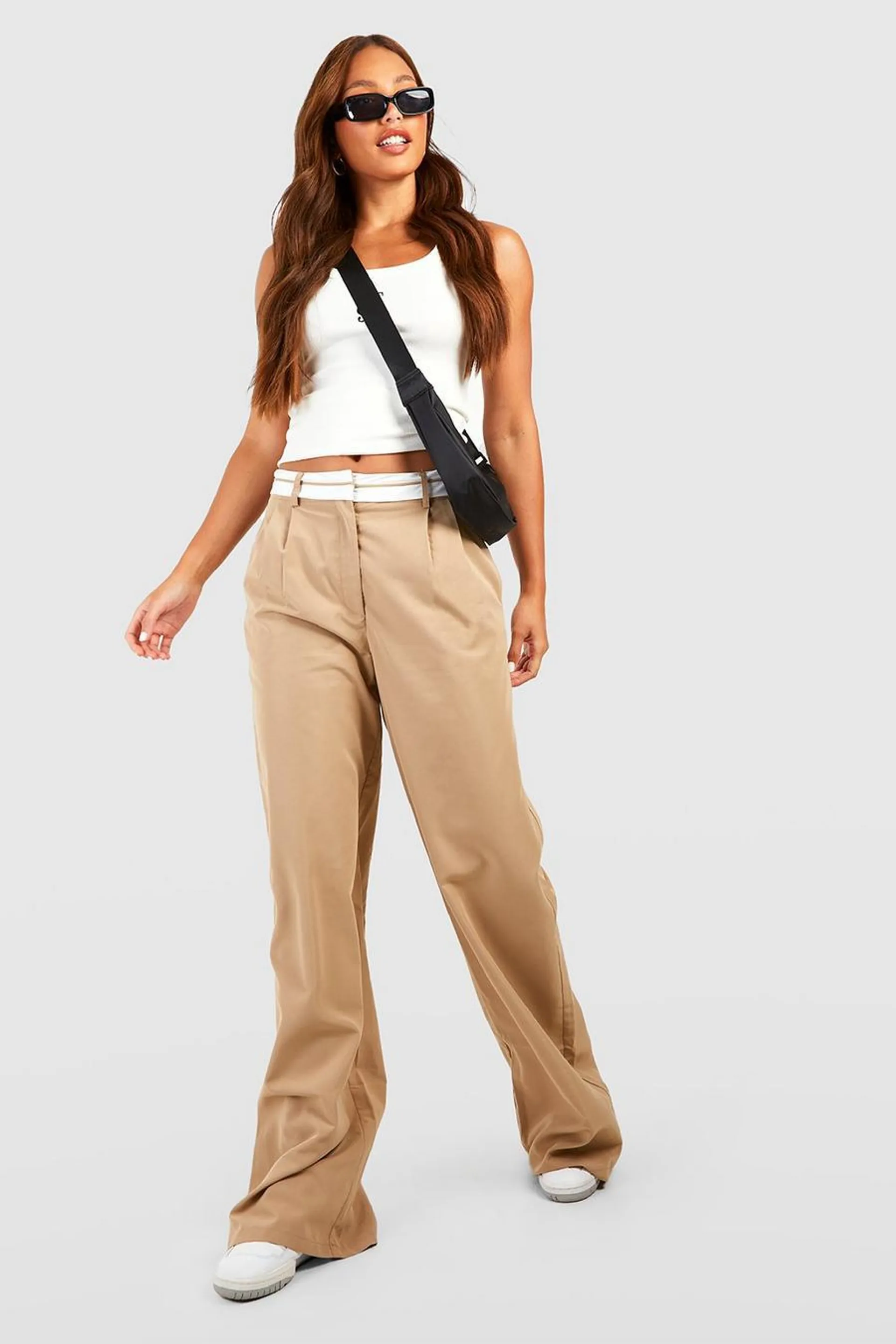 Tall Reverse Waistband Tailored Wide Leg Trousers