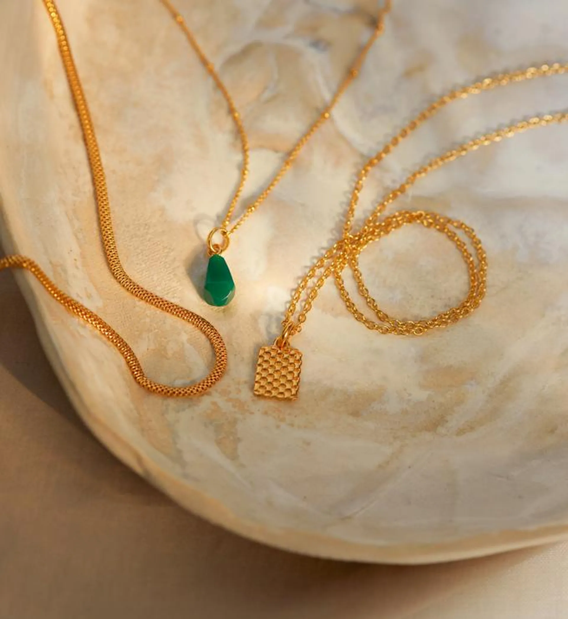 Geometric Gemstone Beaded Chain Necklace