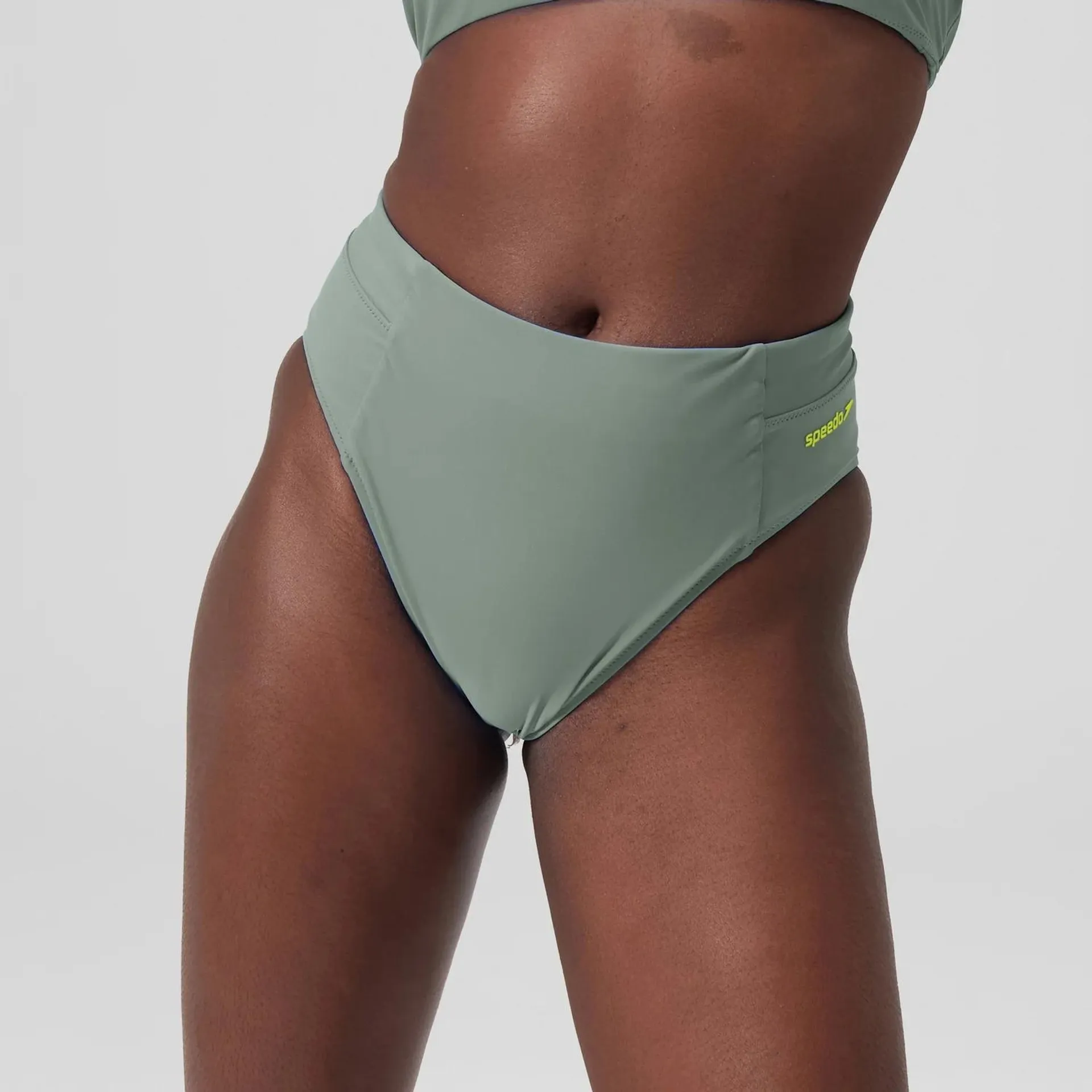 Women's Solid High Waisted Bikini Bottom Green