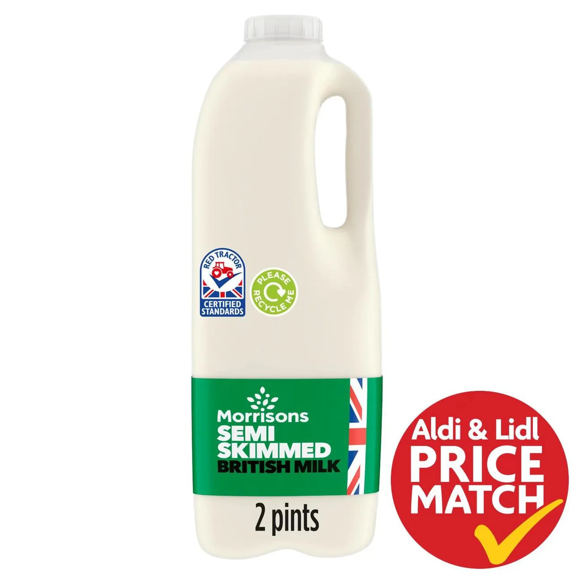 Morrisons British Semi Skimmed Milk 2 Pint