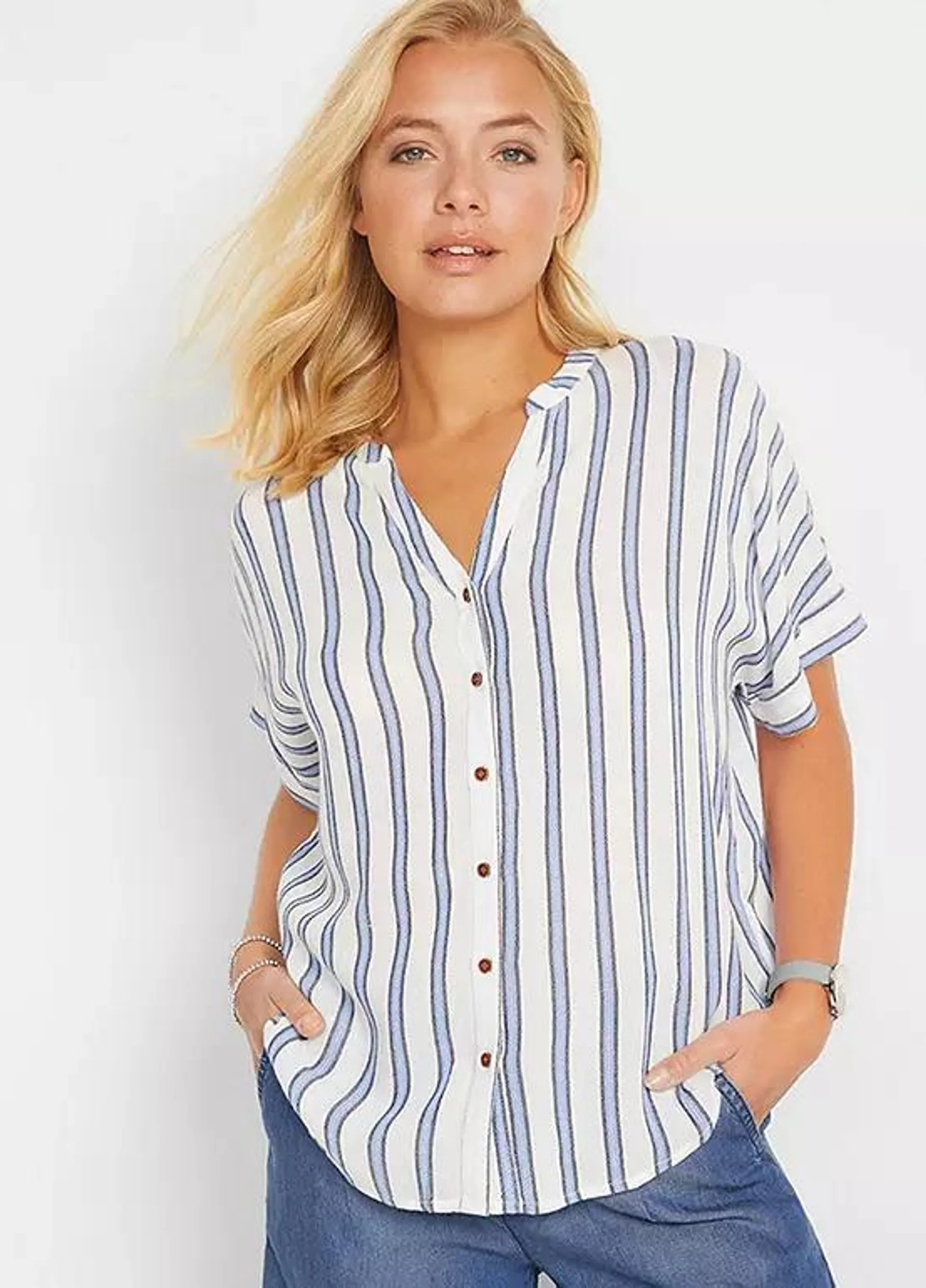 bonprix Stripy V-Neck Blouse