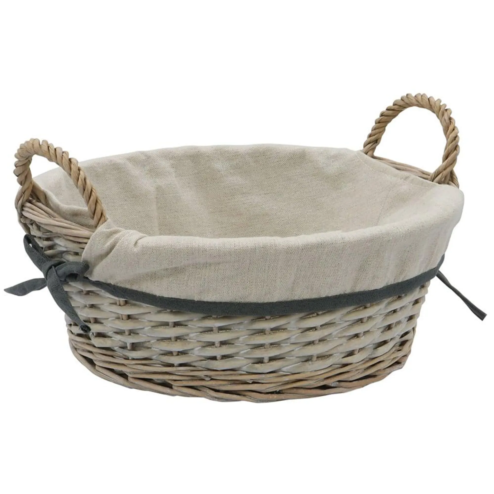 JVL Arianna Grey Round Willow Storage Basket 6.5L