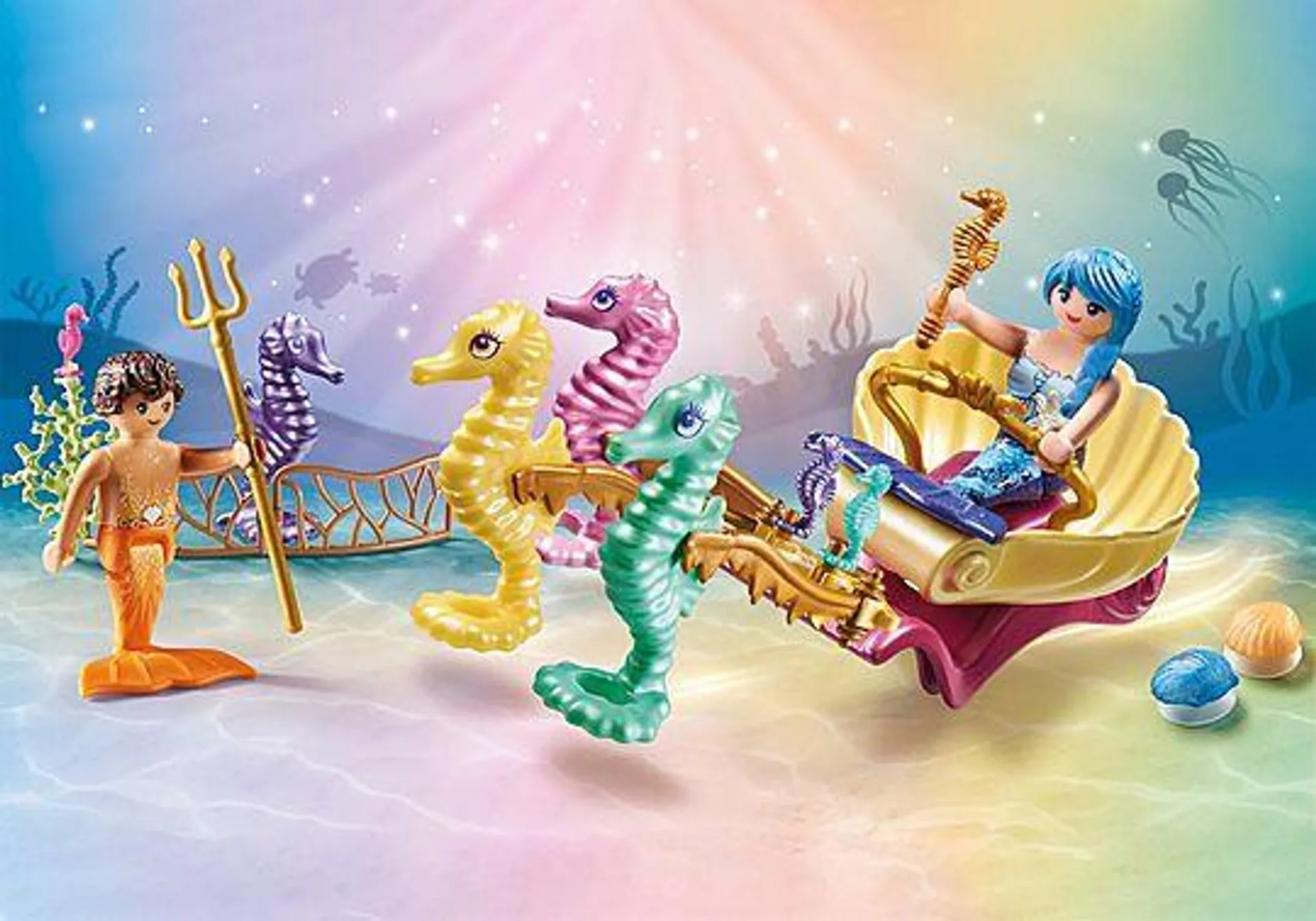 Mermaid with Seahorse Carriage