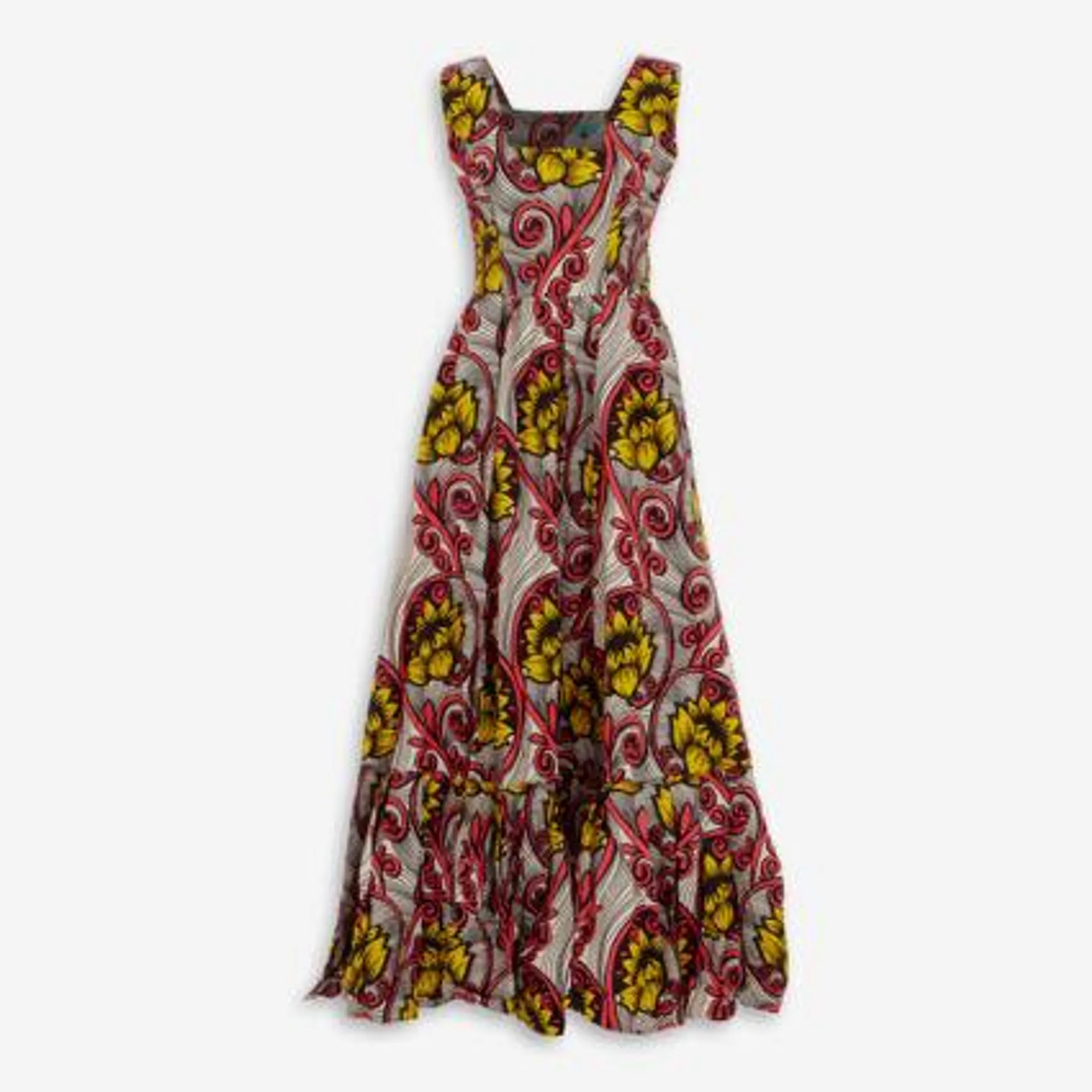 Red & Yellow Patterned Maxi Dress