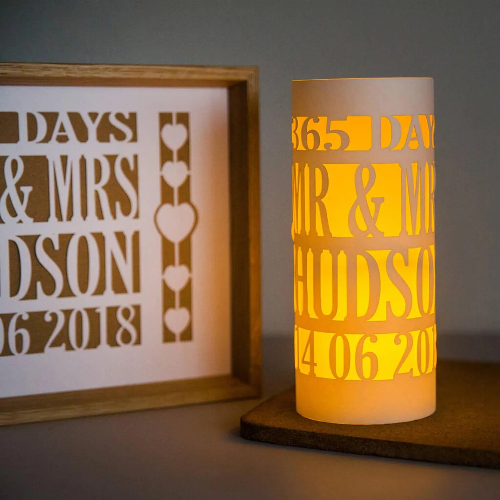 1st Anniversary Gift Papercut Personalised Luminary