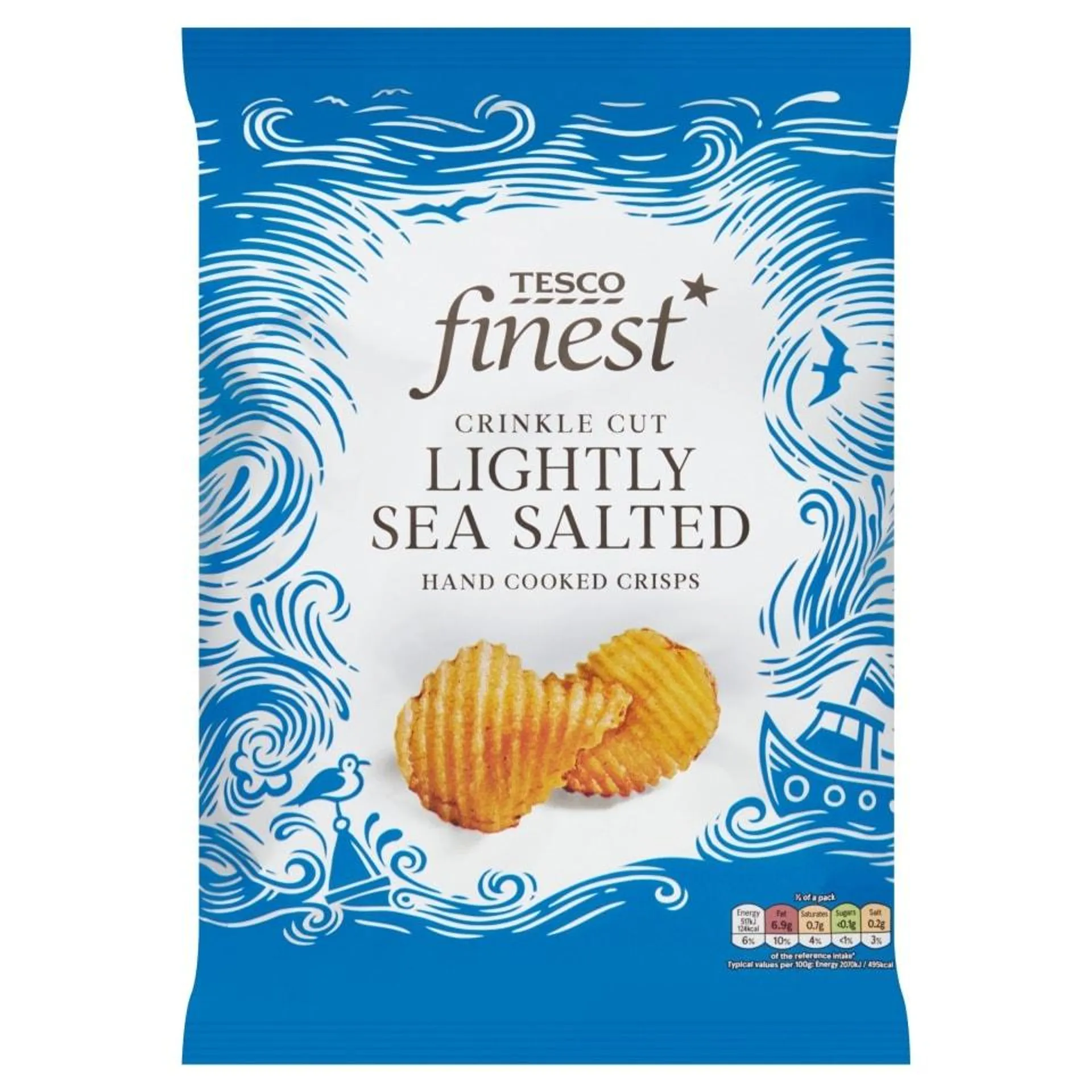 Tesco Finest Lightly Sea Salted Crinkle Cut Crisps 150G