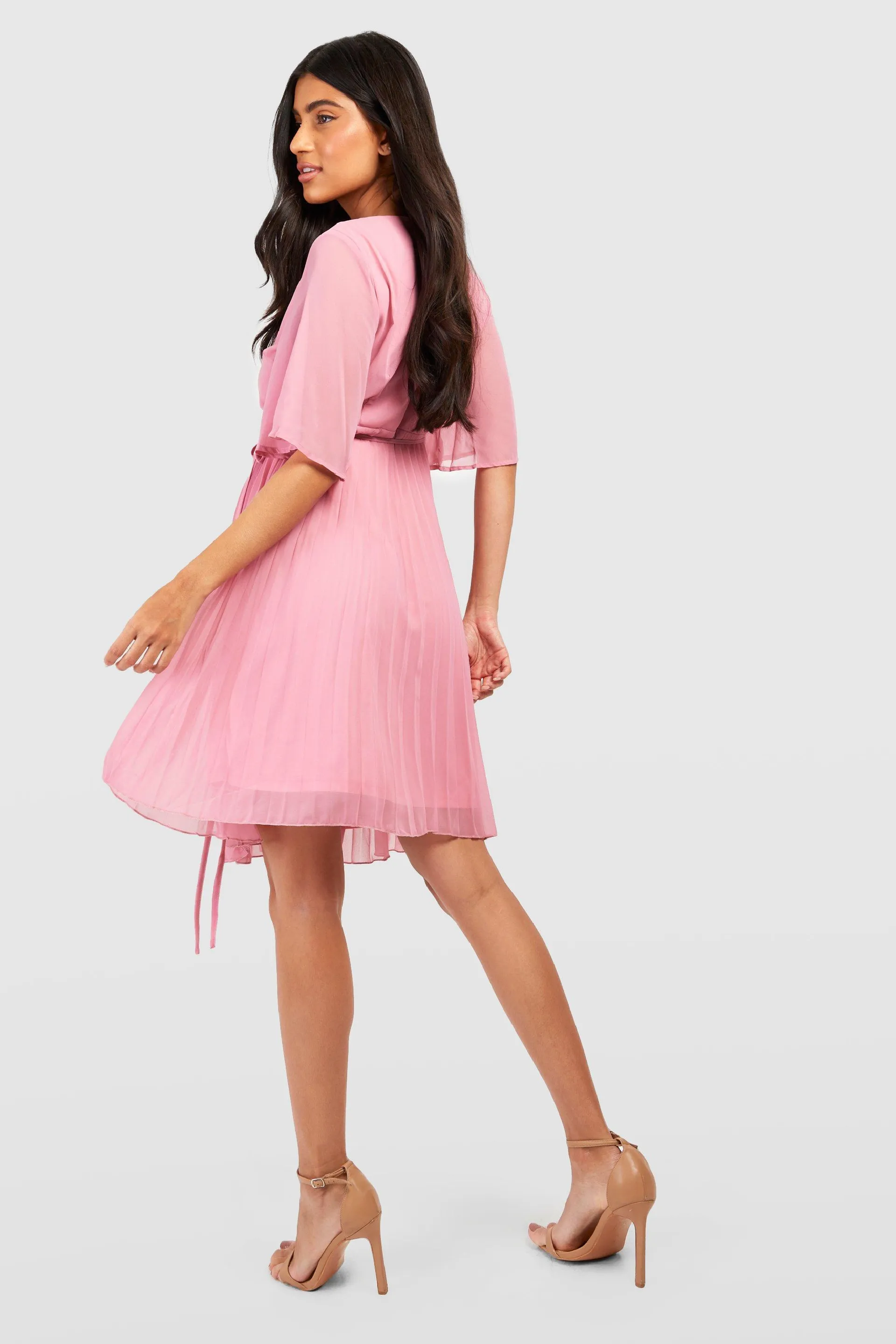 Maternity Pleated Wrap Midi Skater Dress