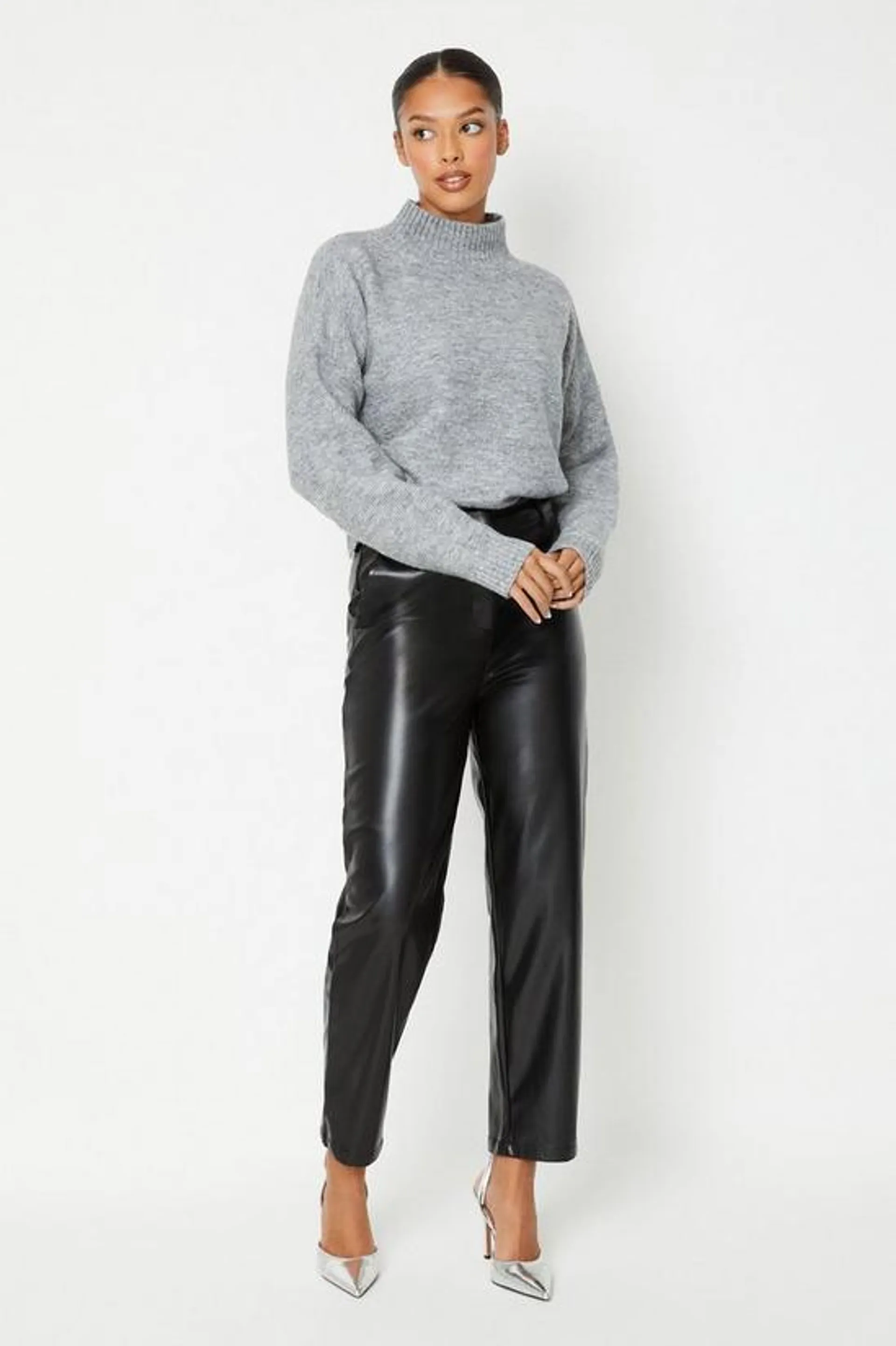 Faux Leather Ankle Grazer Trouser