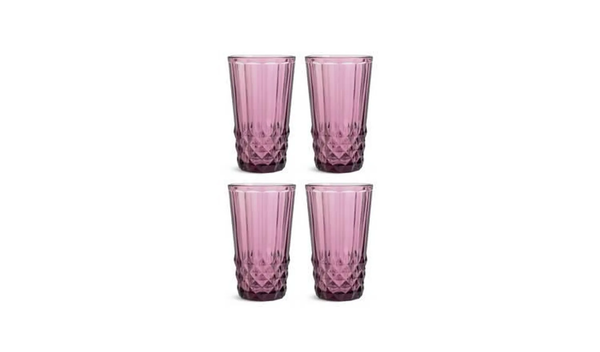 Habitat Plum Pressed Pack of 4 Hi Ball Glass