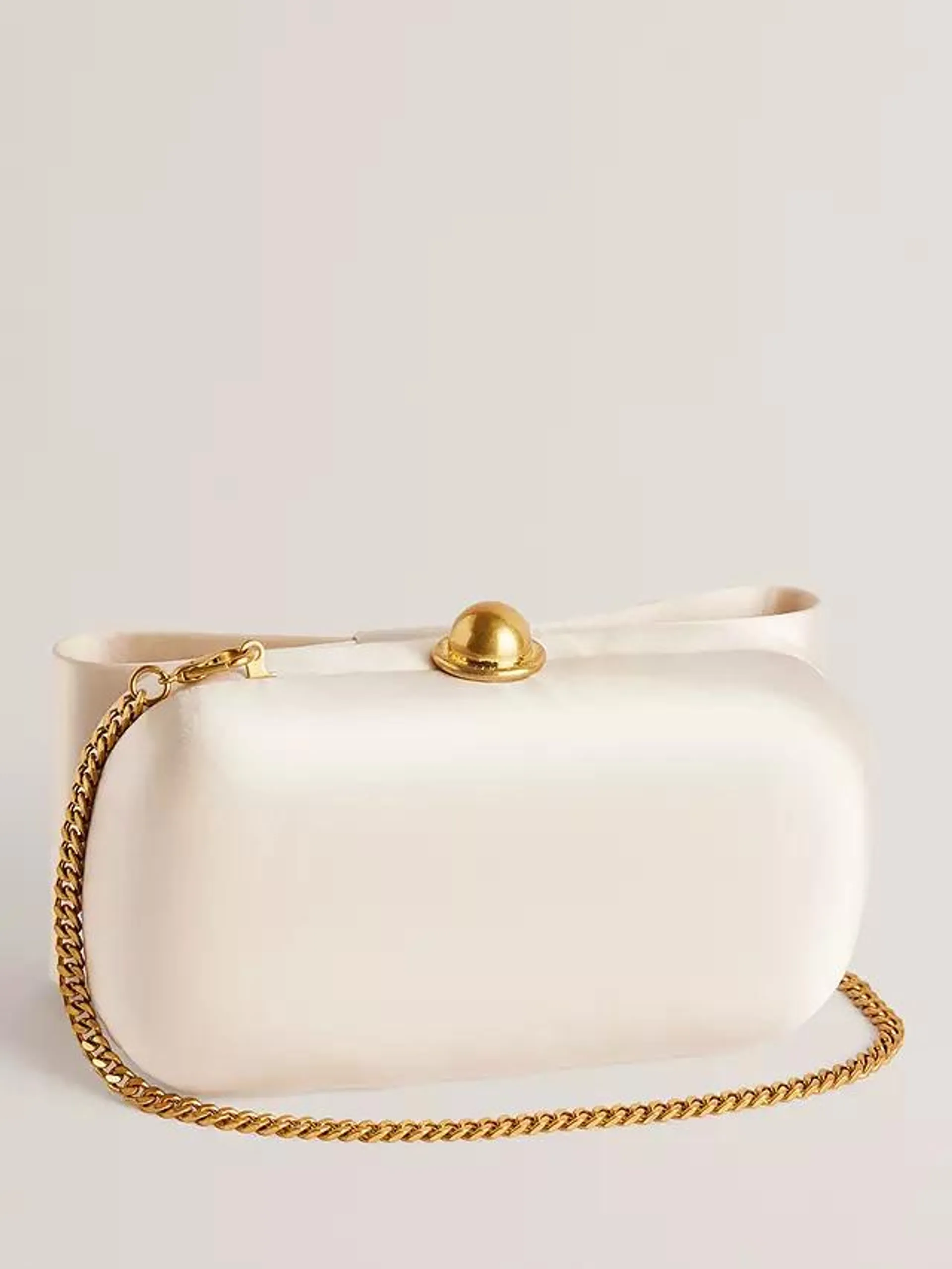 Bowelaa Satin Bow Clutch Bag, Ivory