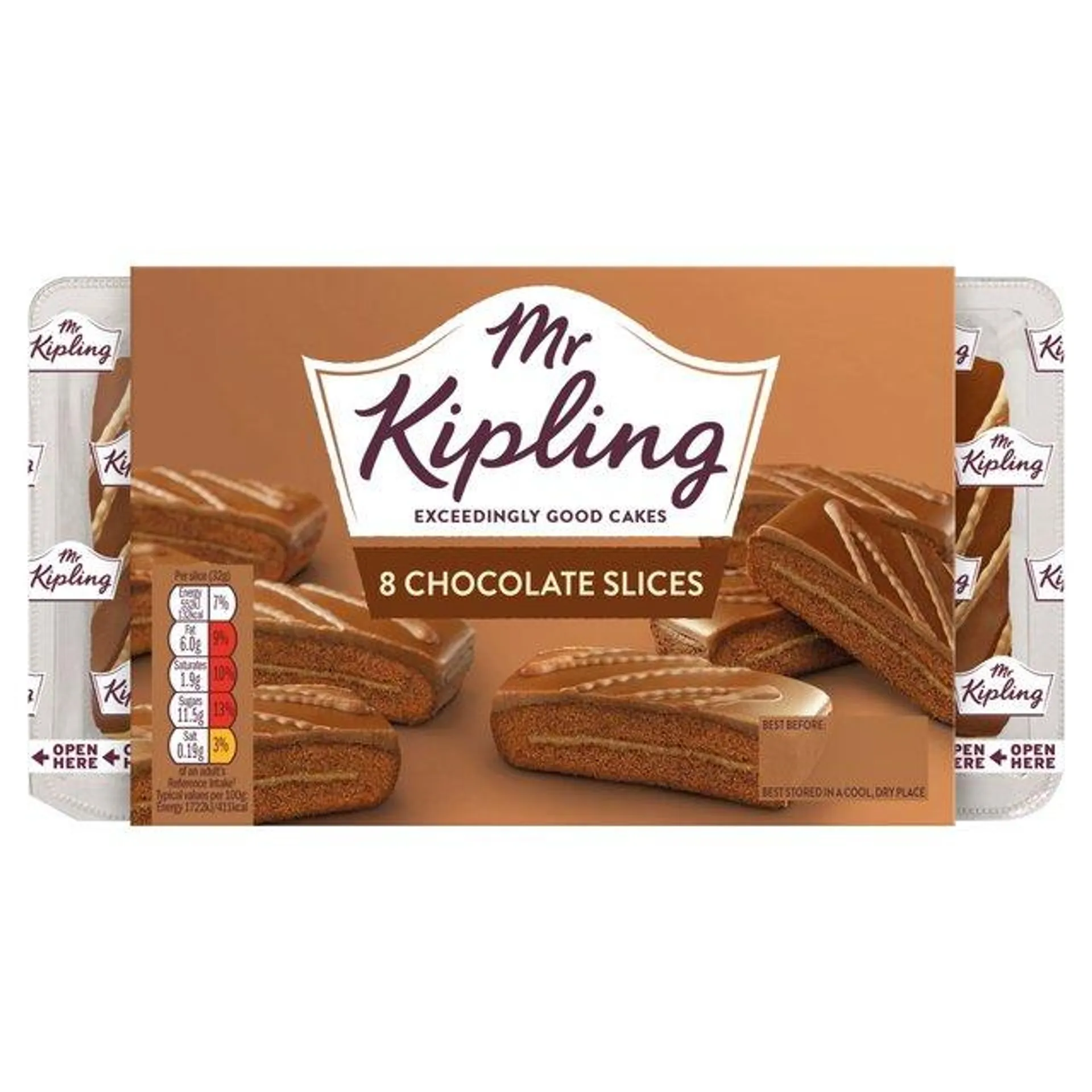 Mr Kipling Chocolate Slices 8 per pack