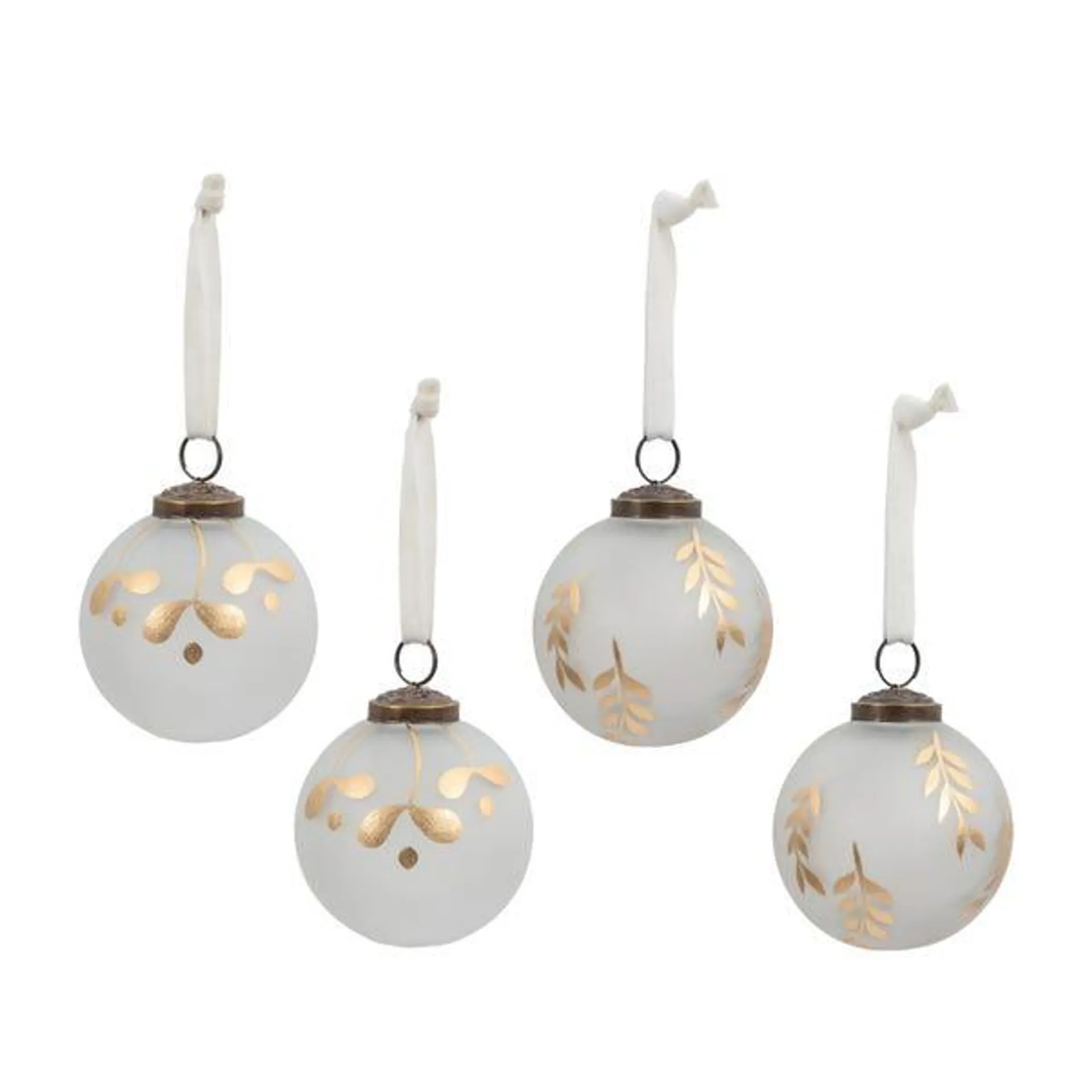 Pack of 6 Sophia White and Gold Baubles