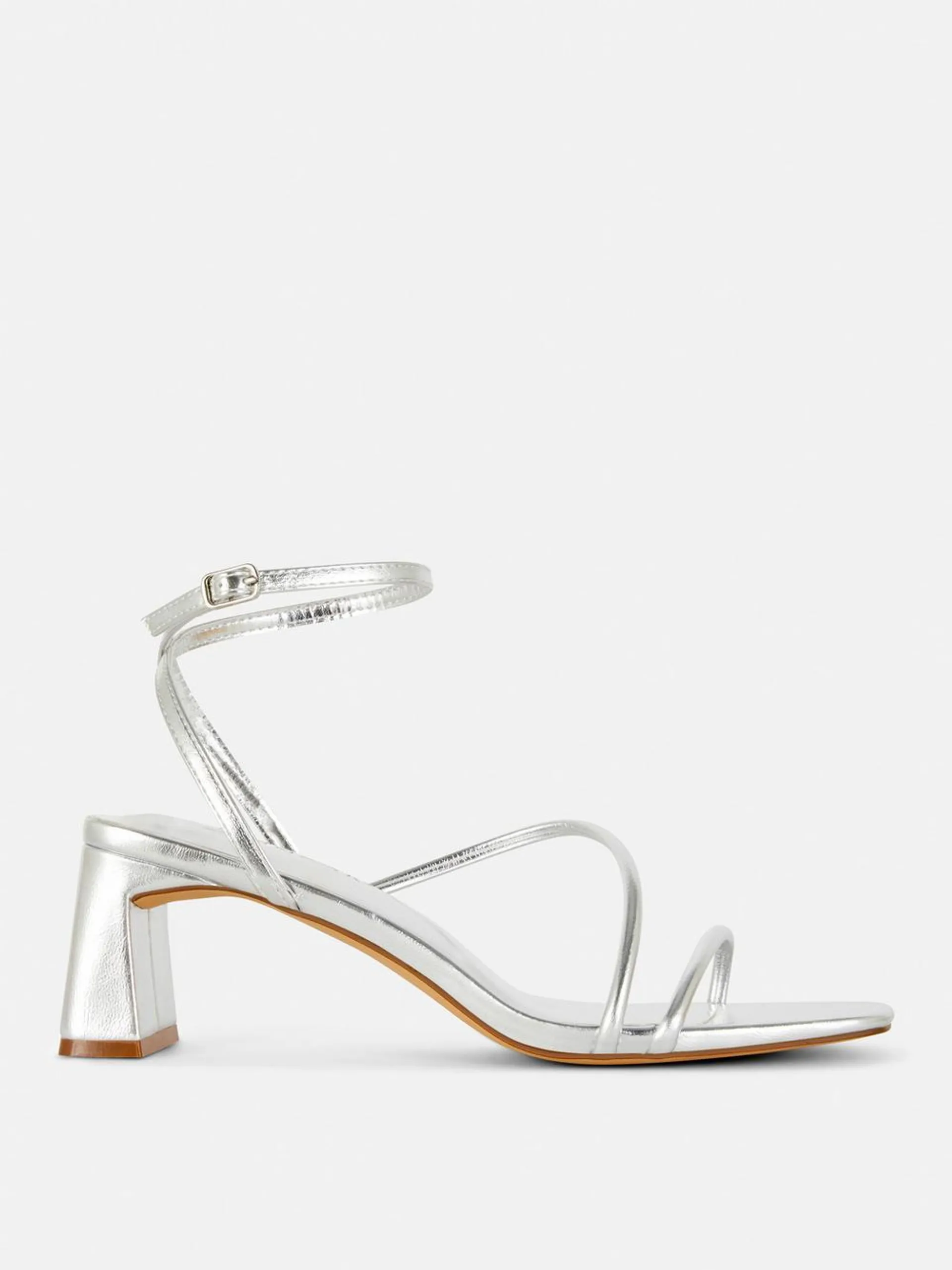 Metallic Block Heel Sandals