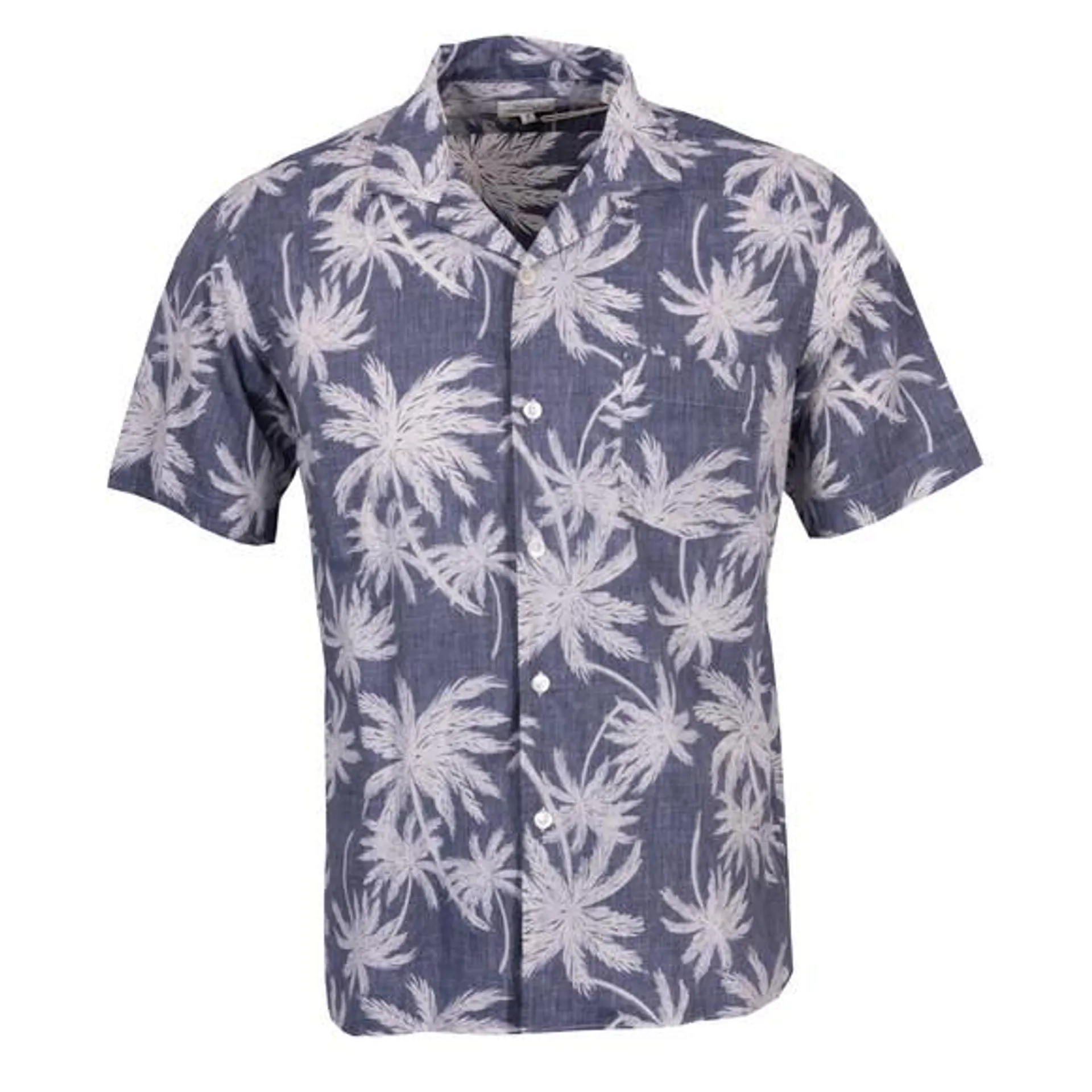 Mens Blue Woven Palm Shirt