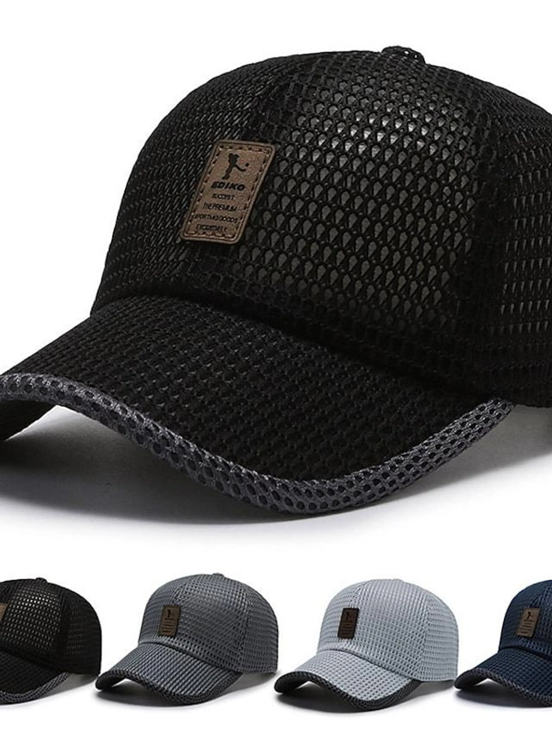 Men's Baseball Cap Trucker Hat Black Navy Blue synthetic fibre Mesh Fitness Letter Windproof Ultraviolet Resistant