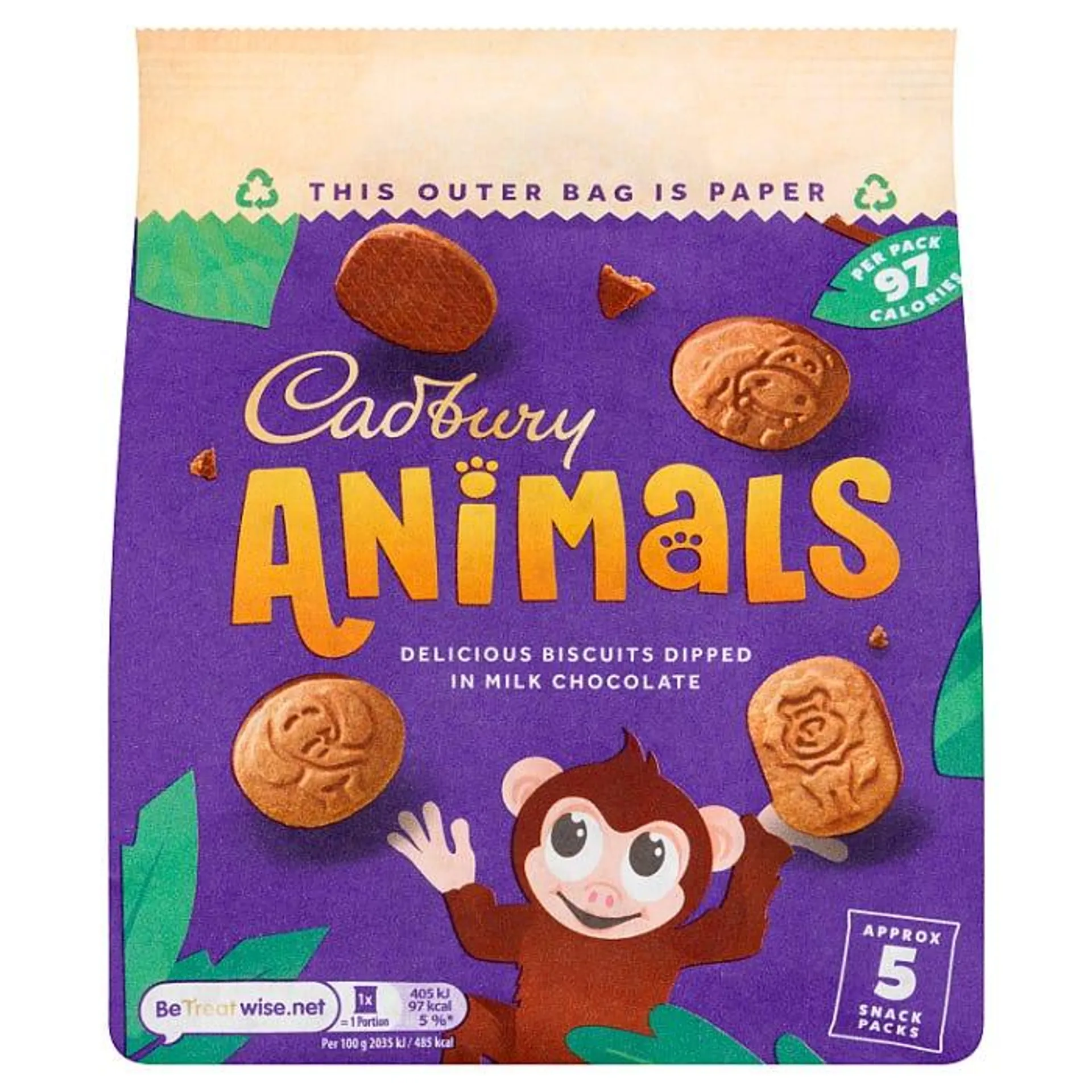 Cadbury Animals Milk Chocolate Mini Biscuits (Pack of 5)