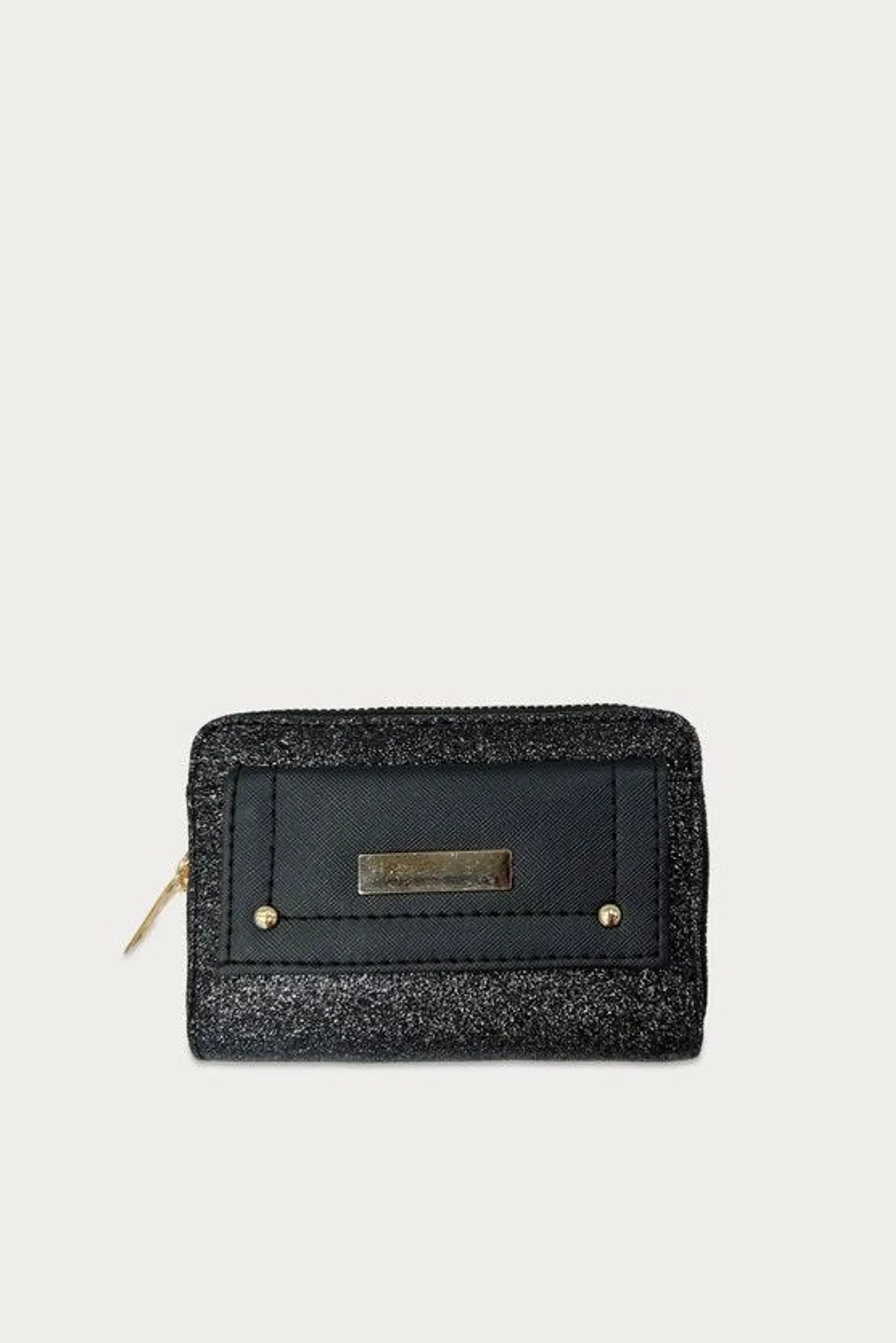 Black Small Glitter Pocket Detail Purse