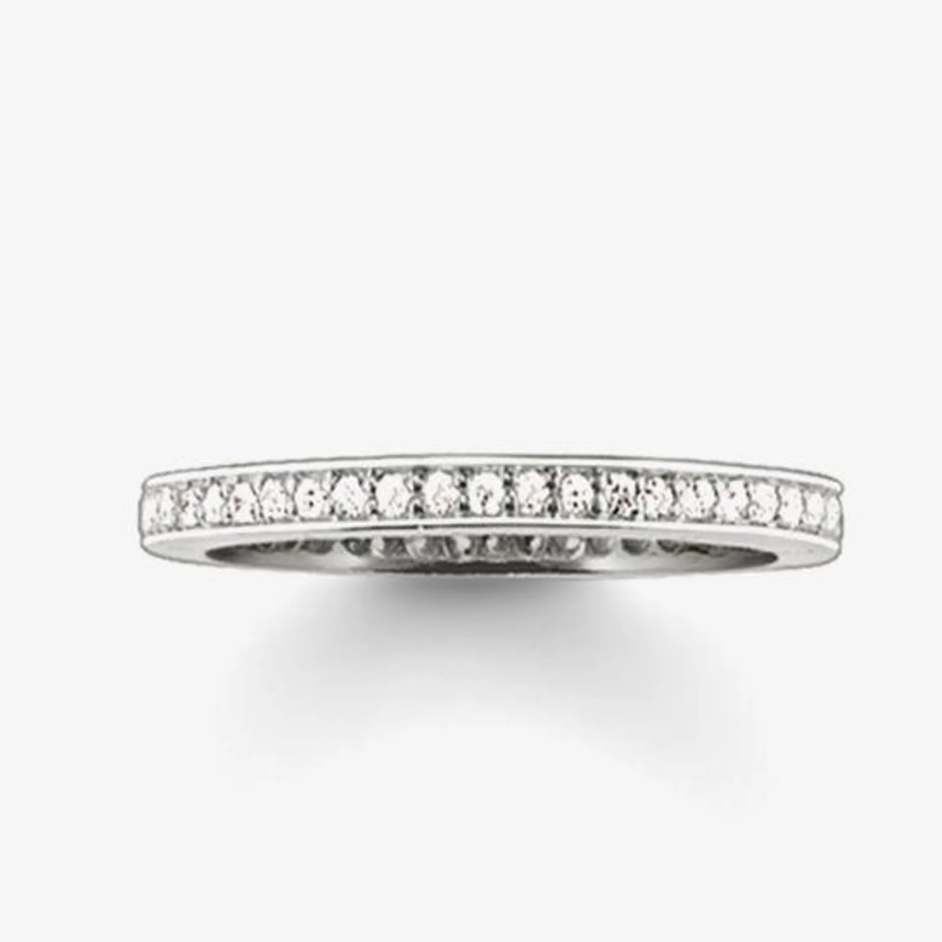 Silver Medium Clear Cubic Zirconia Narrow Eternity Ring