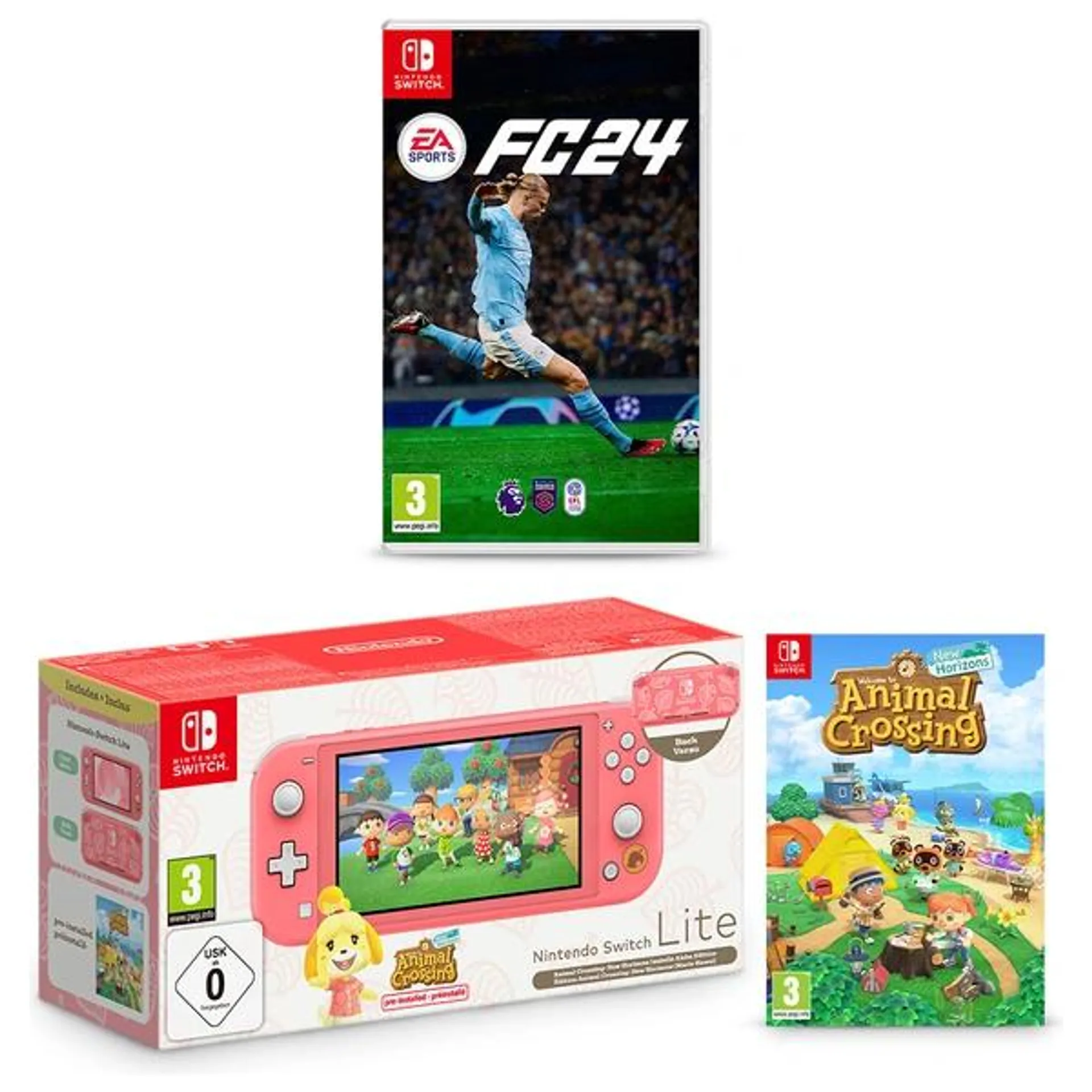 Nintendo Switch Lite Animal Crossing: New Horizons Isabelle Aloha Edition & EA Sports FC 24