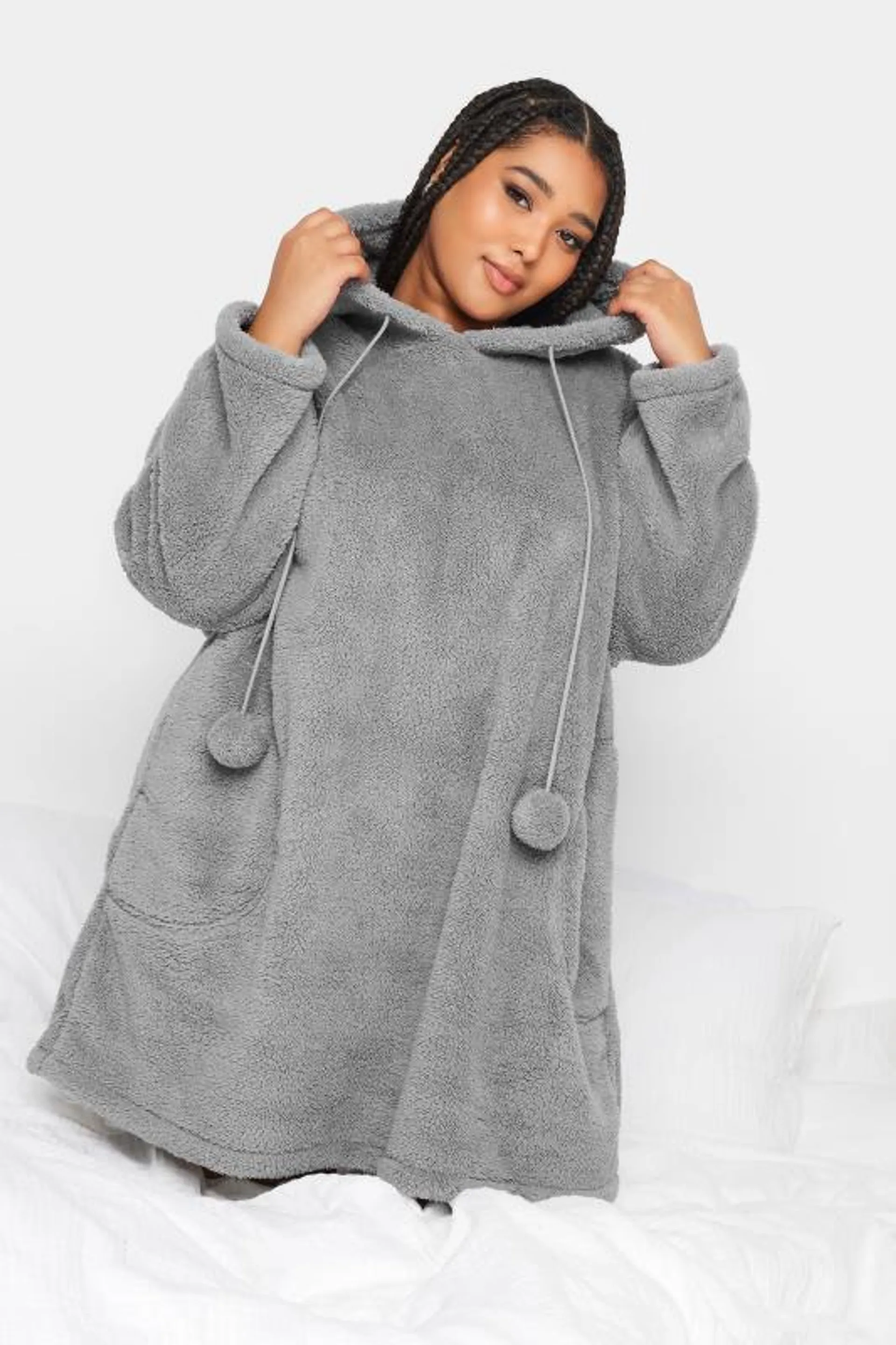 YOURS Curve Grey Pocket Snuggle Hoodie