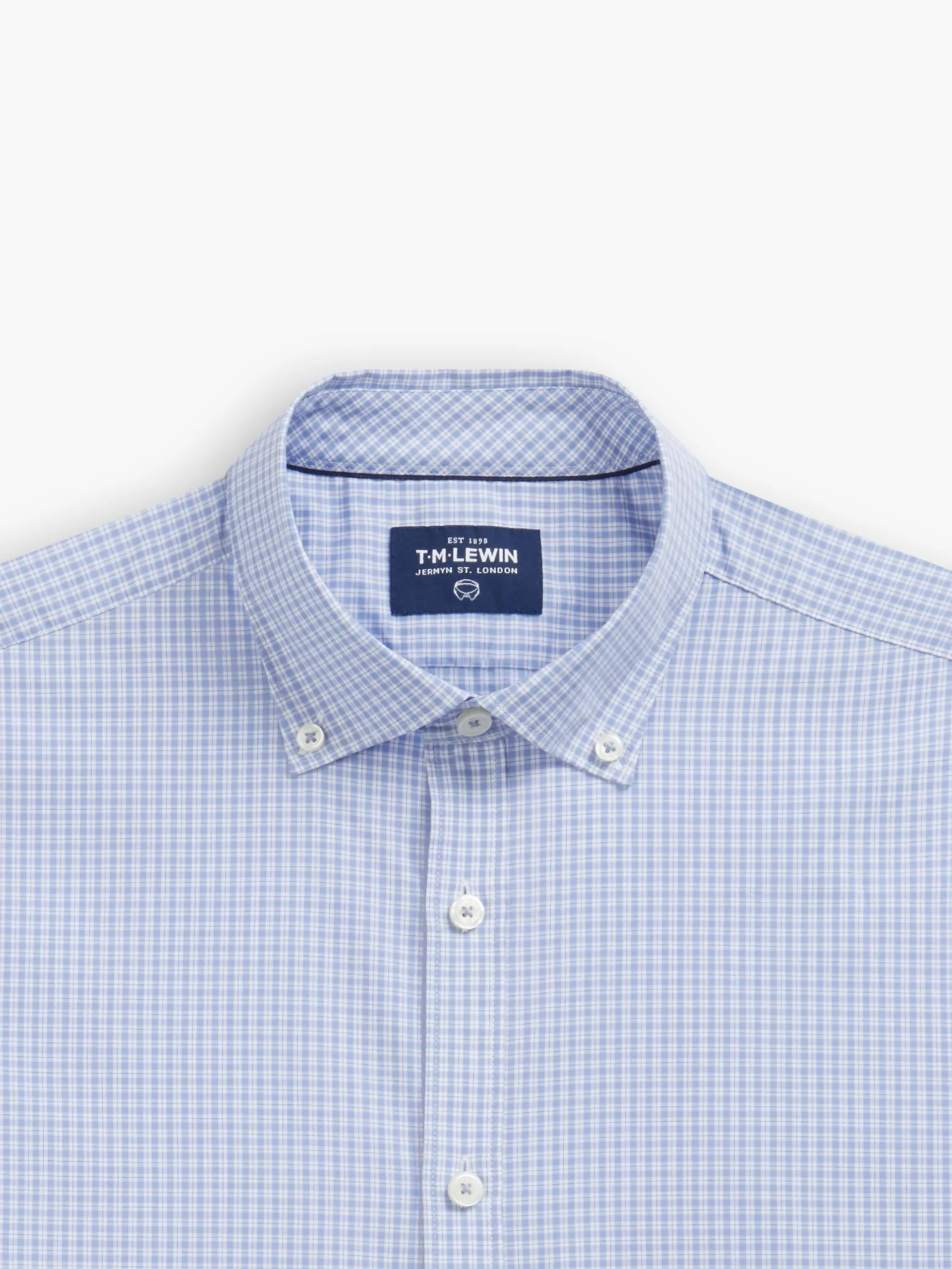 Short Sleeve Blue Micro Check Shirt