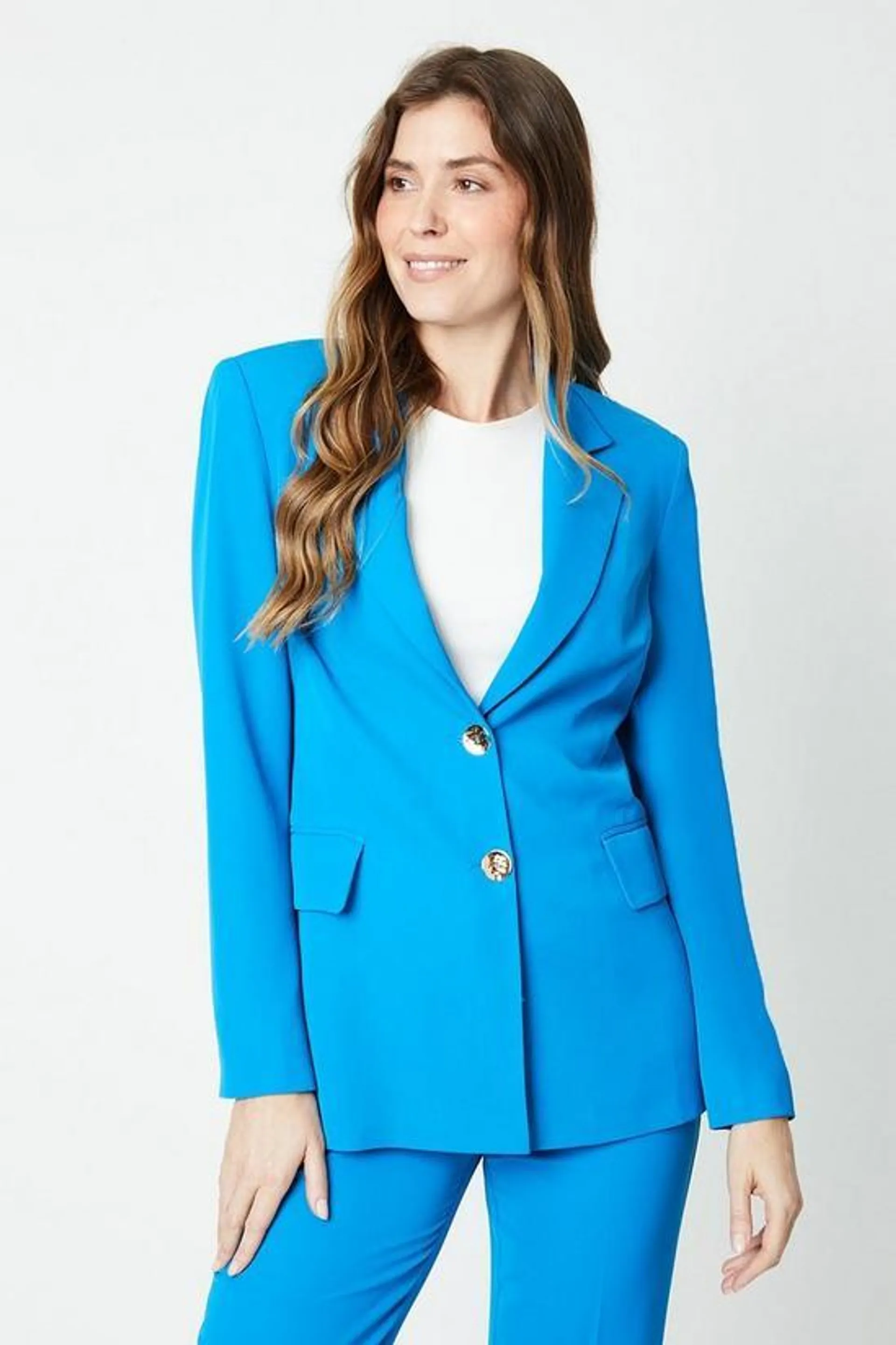 Button Detail Double Breasted Blazer