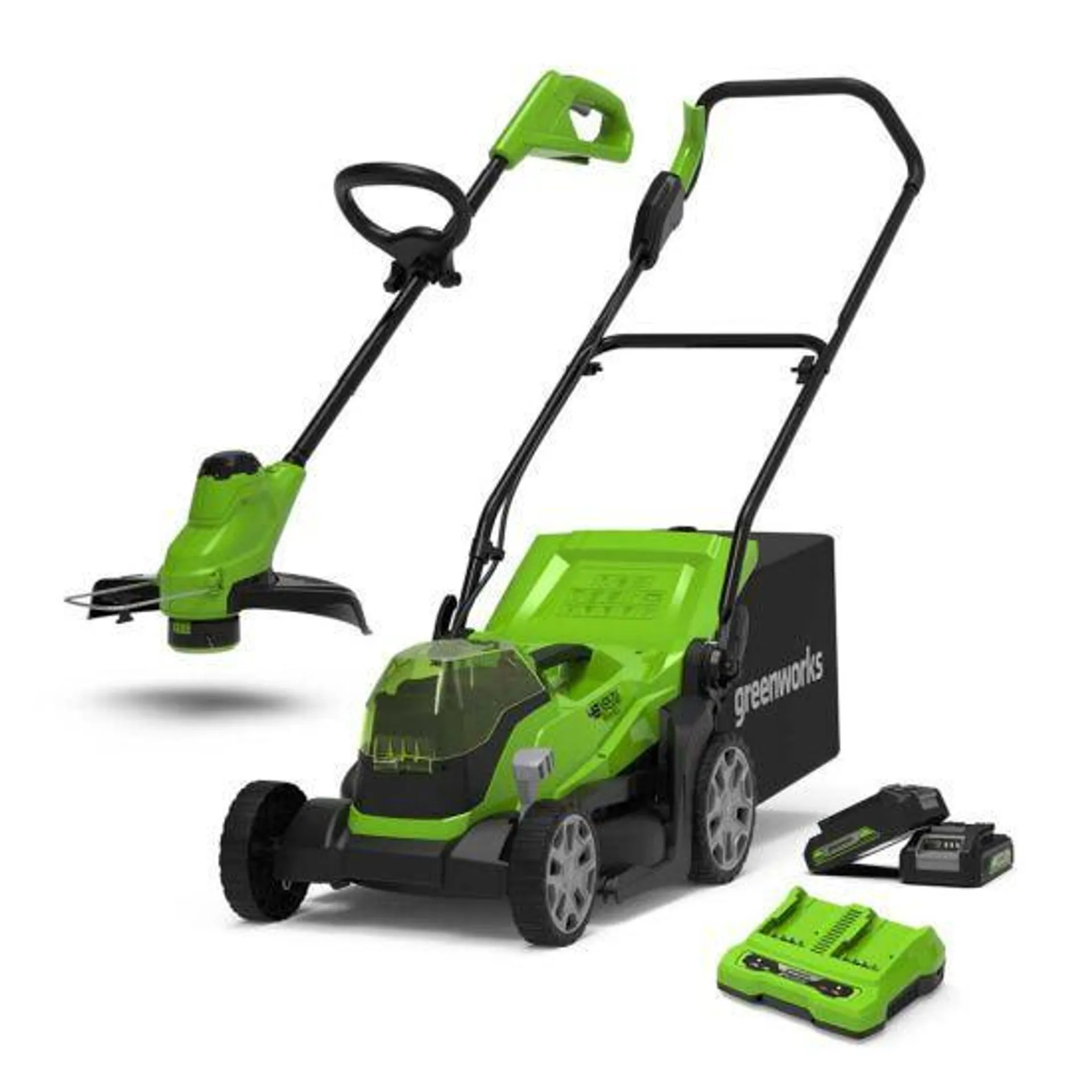 Greenworks 48V Cordless 36cm Lawnmower and 25cm Line Trimmer Kit