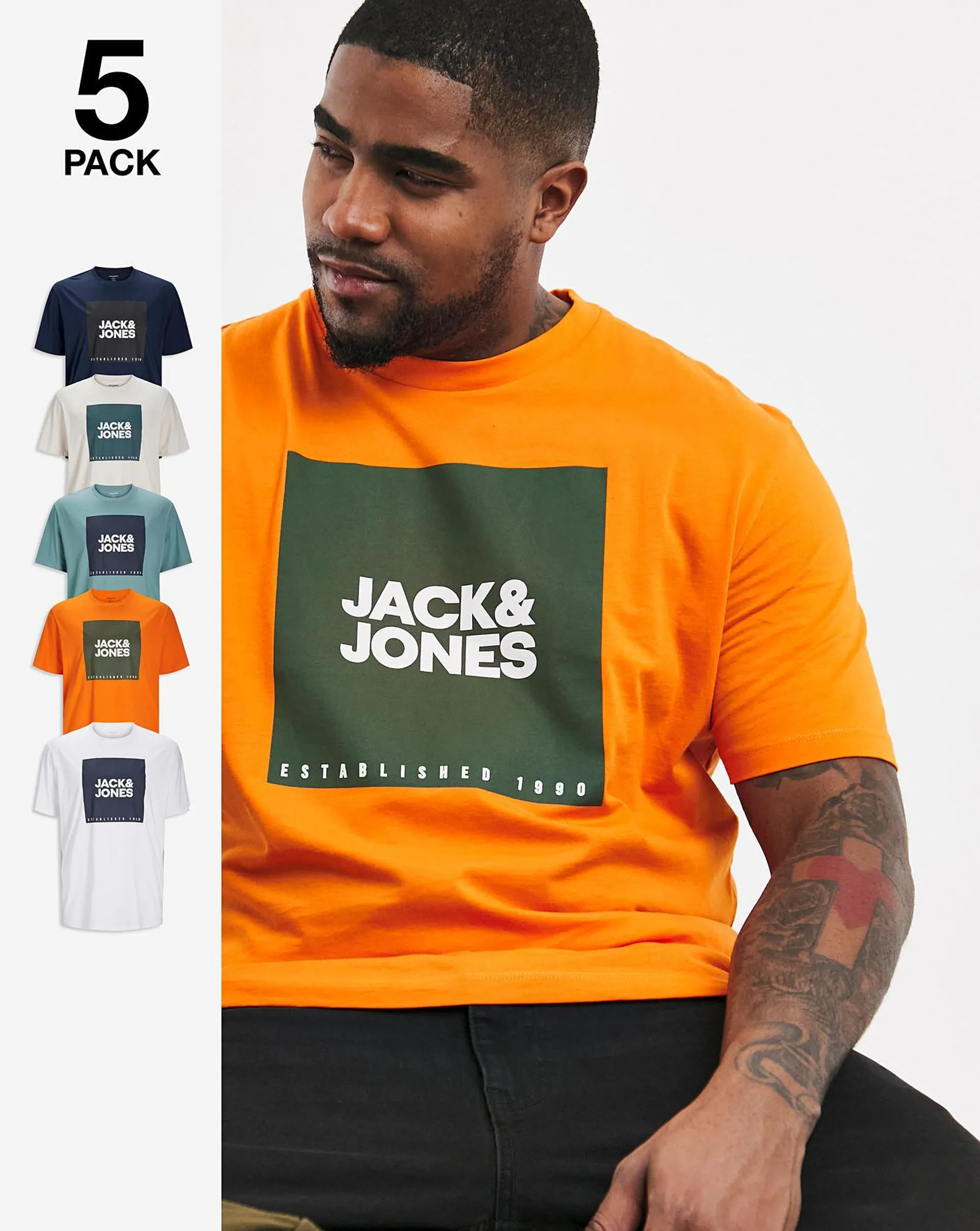 Jack & Jones Neto Flock 5 Pack T-Shirt