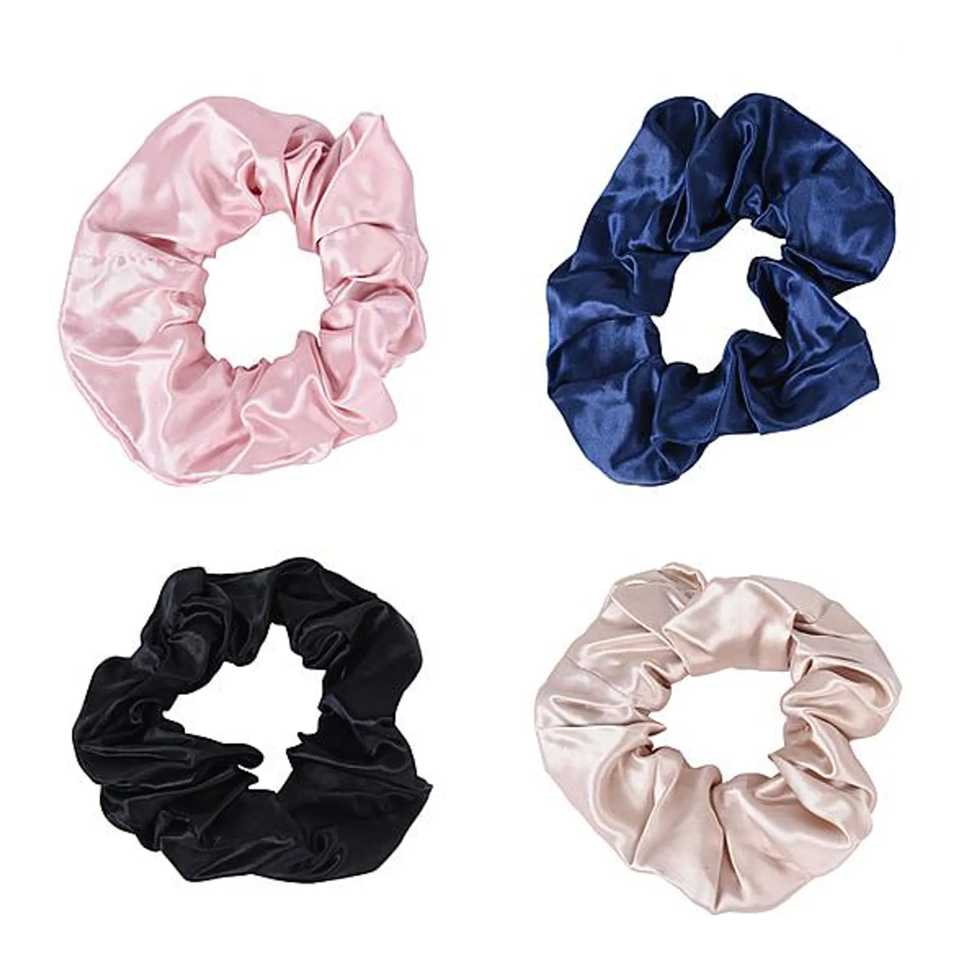 Set of 4- 100% Mulberry Silk Scrunchies