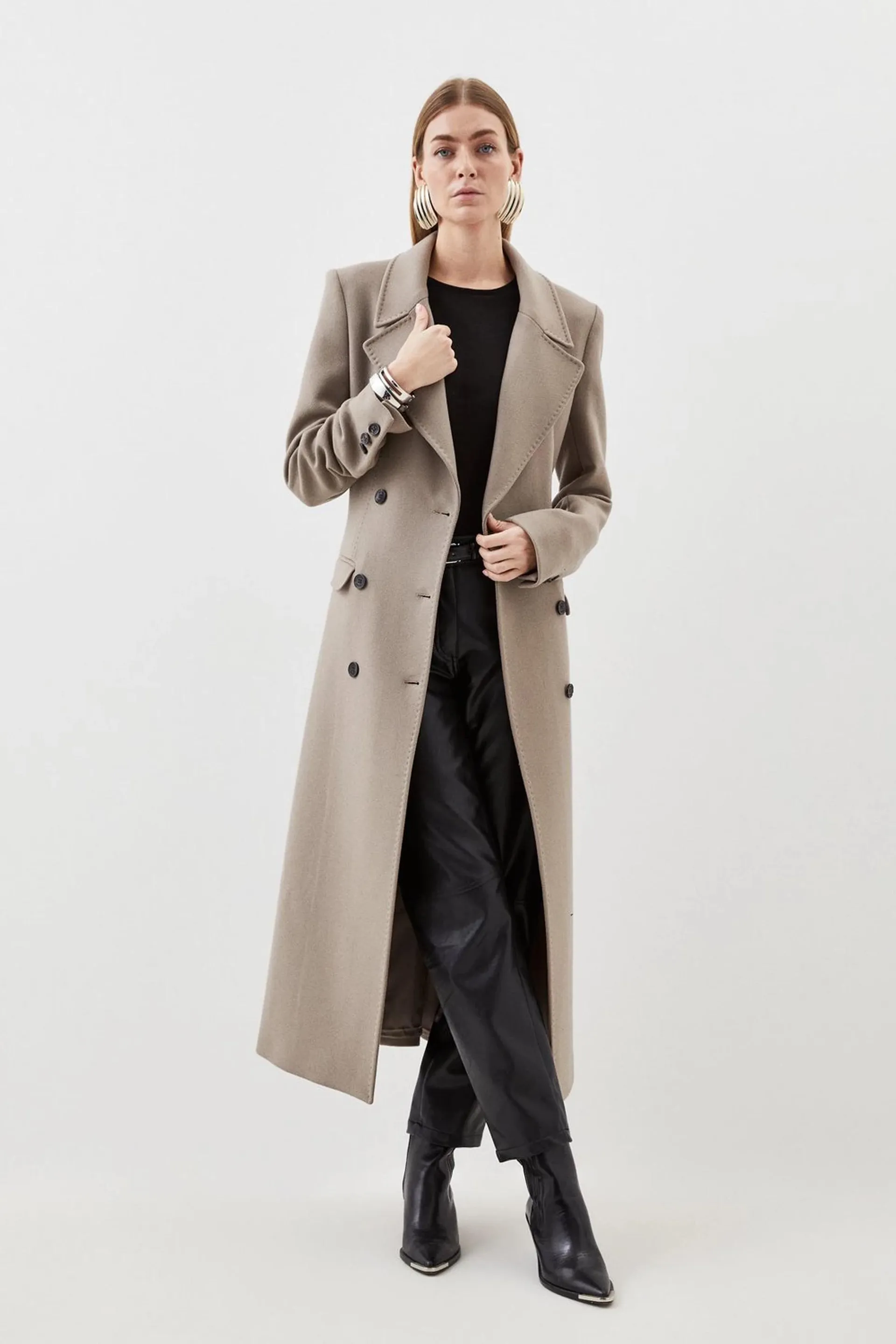 Italian Manteco Wool Double Breasted Longline Coat