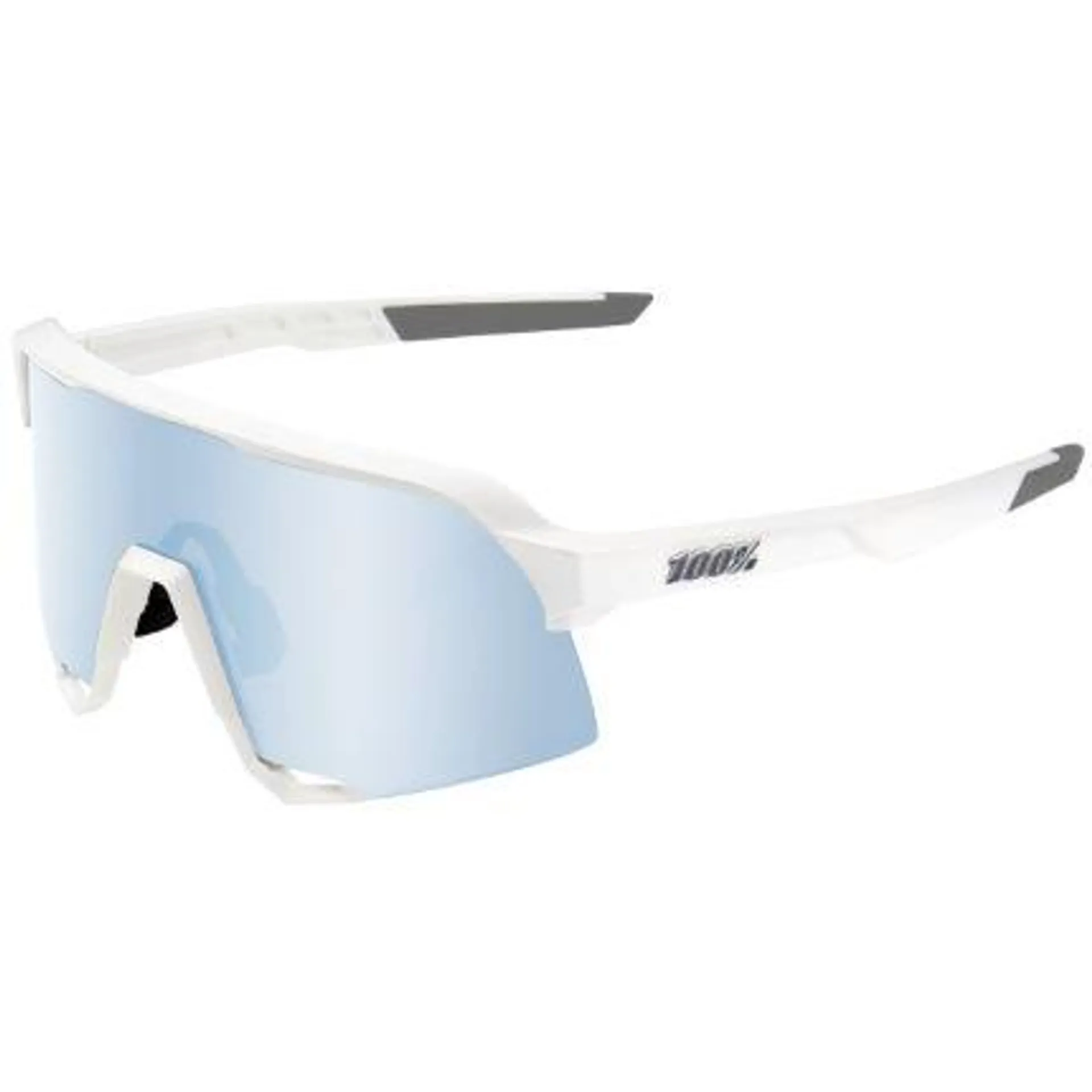 100% S3 Matte White HiPER Blue Mirror Lens Sunglasses