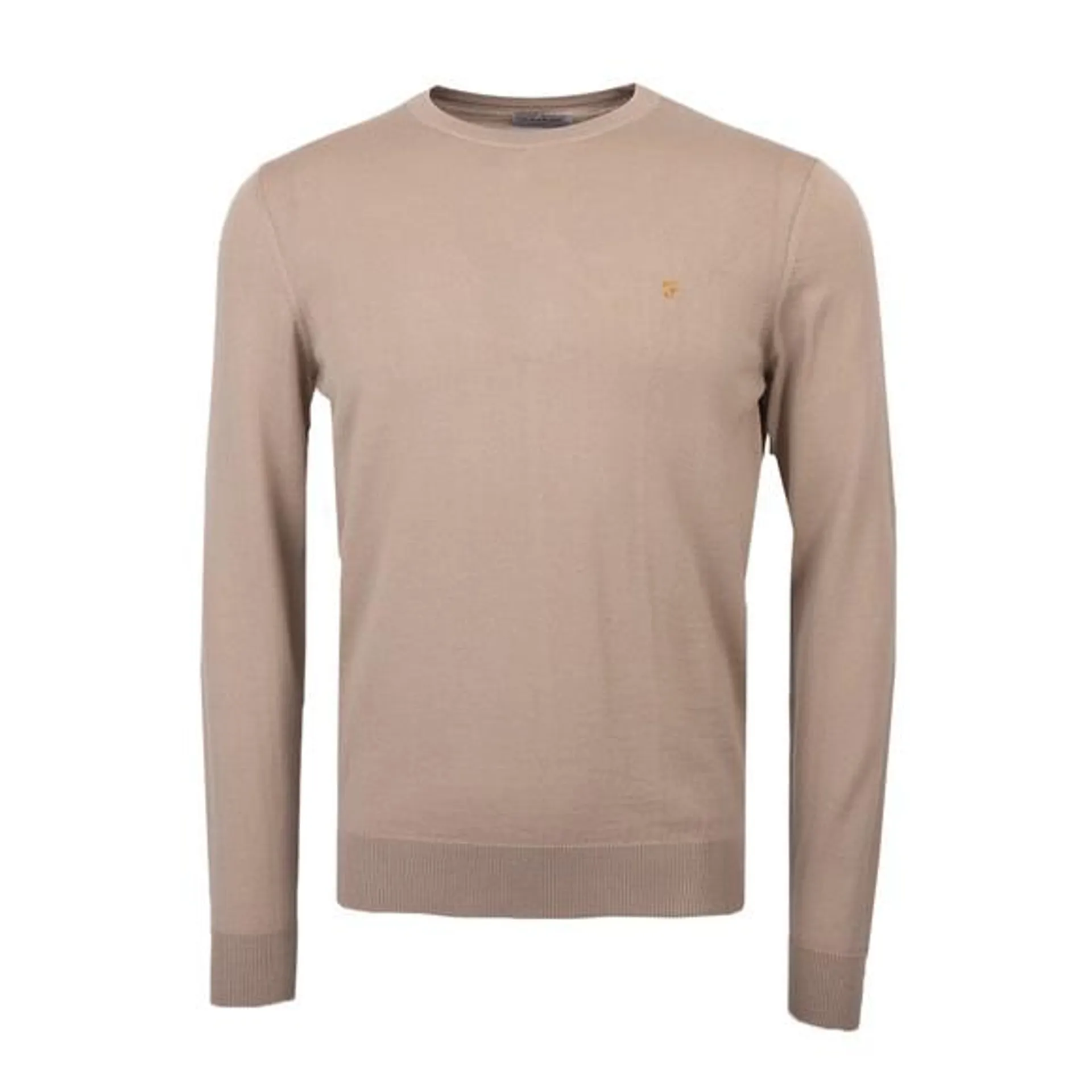 Mens Beige Mullen Wool Crew Jumper