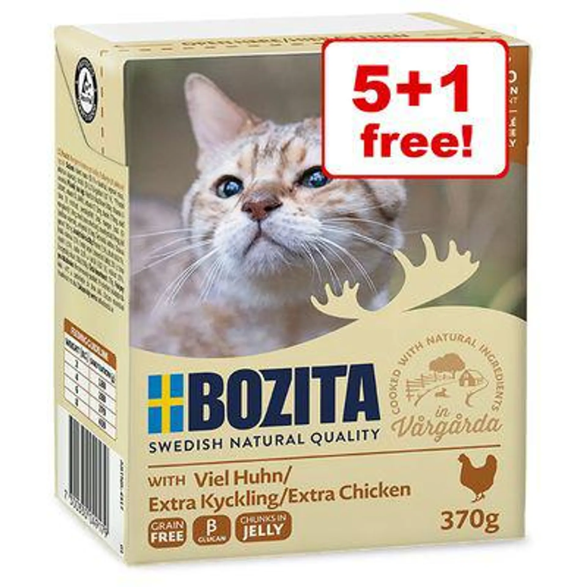 6 x 370g Bozita Tetra Wet Cat Food - 5 + 1 Free! *