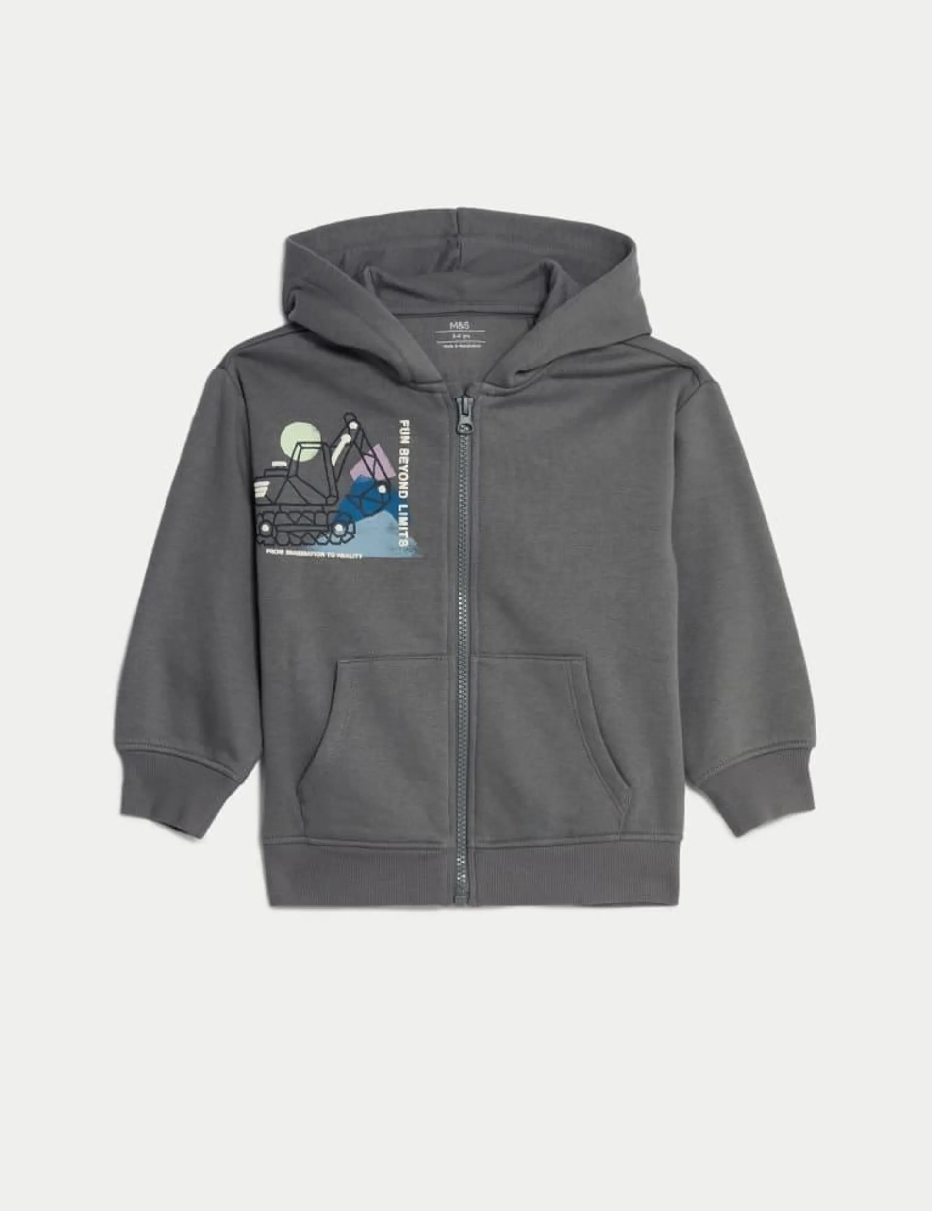 Cotton Rich Digger Zip Hoodie (2-8 Yrs)