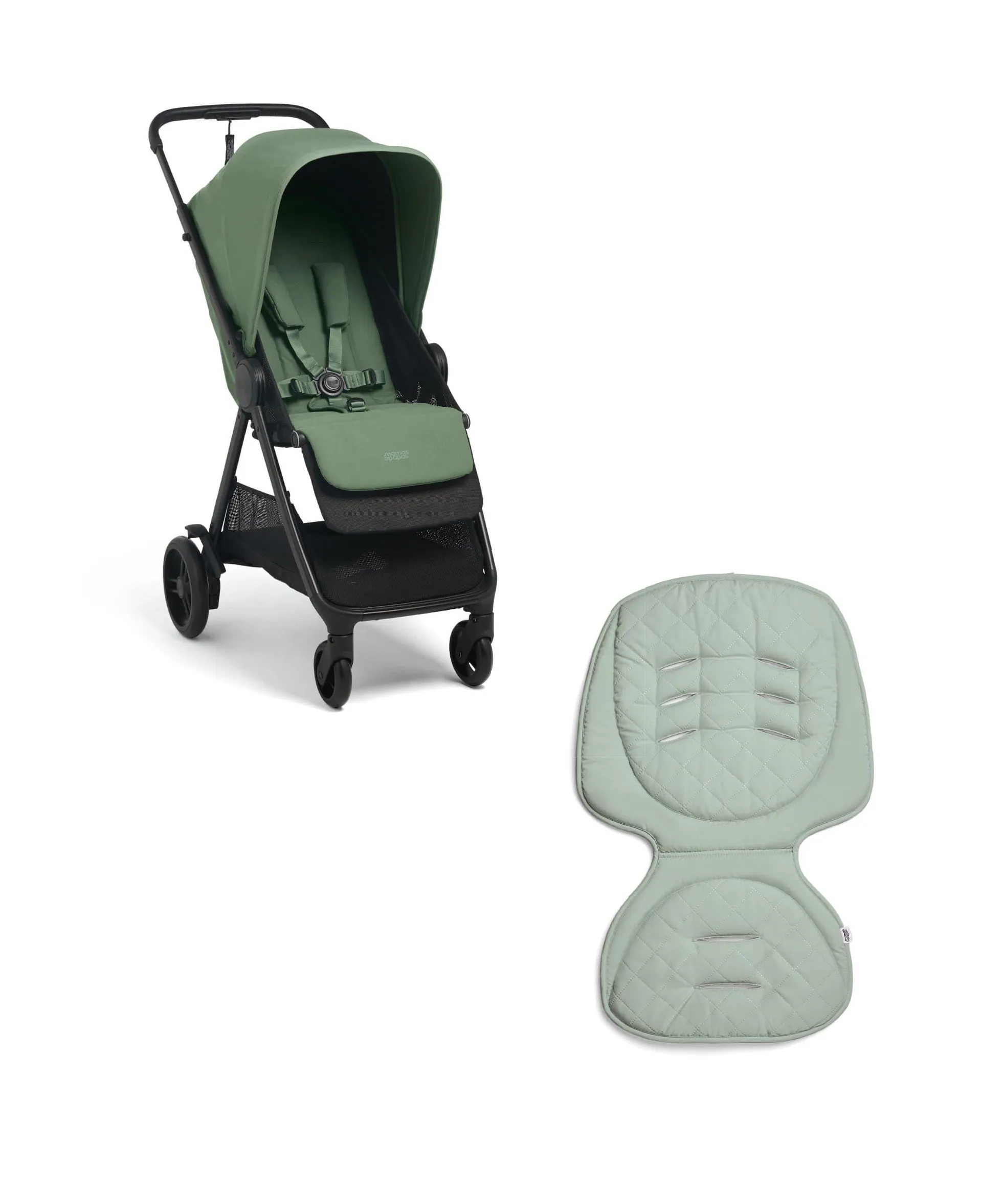 Libro Stroller Bundle with Quilted Memory Foam Liner (2 Piece)– Bay Green/Sage