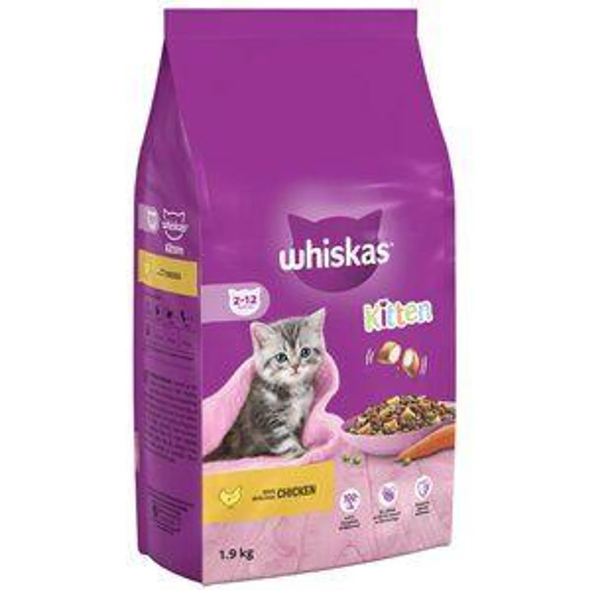 Whiskas 2-12Months Cat Complete Dry With Chicken - 1.9Kg