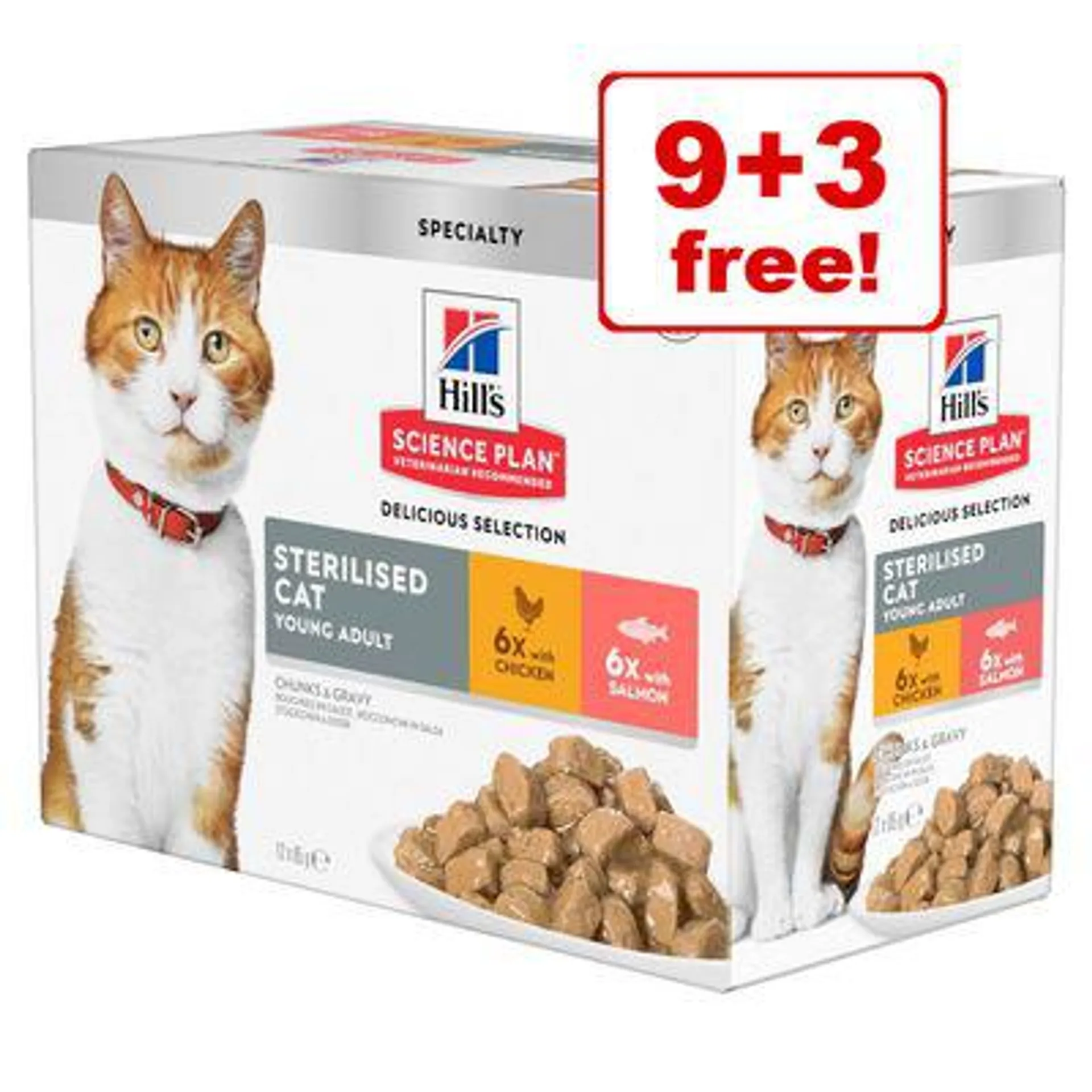 12 x 85g Hill's Science Plan Wet Cat Food - 9 + 3 Free! *