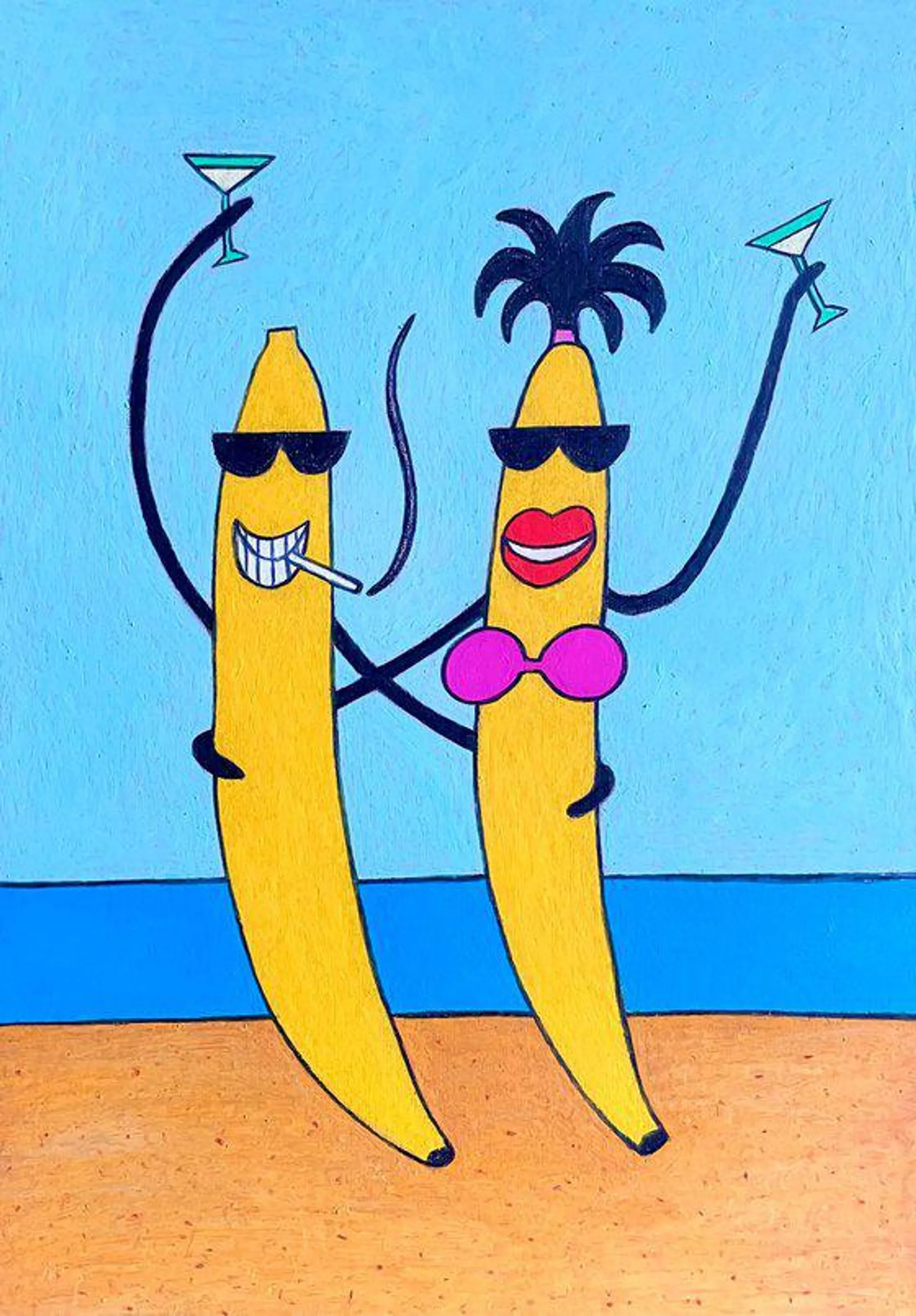 Bananas couple on the beach with Martini (2022)