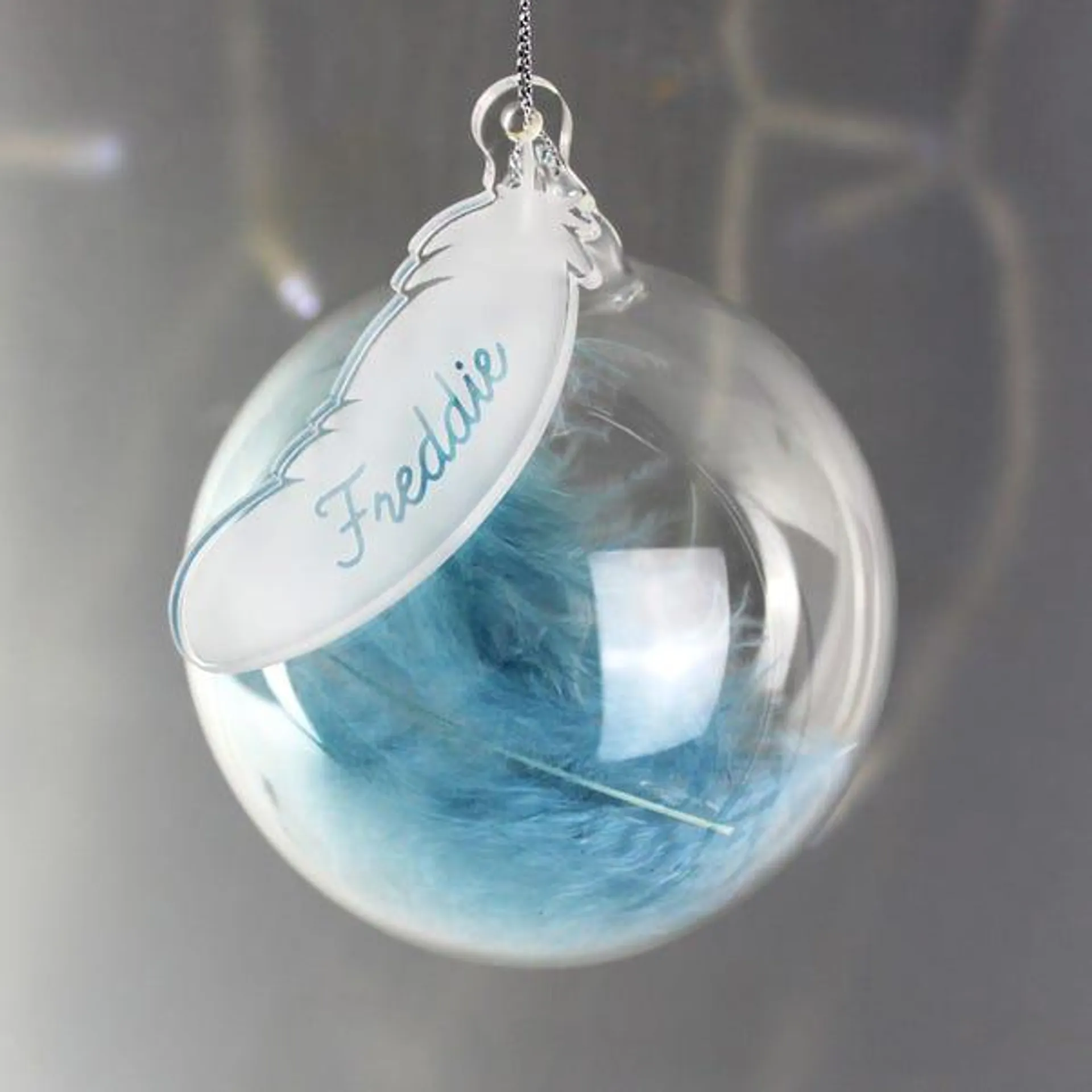 Personalised Feather Glass Bauble