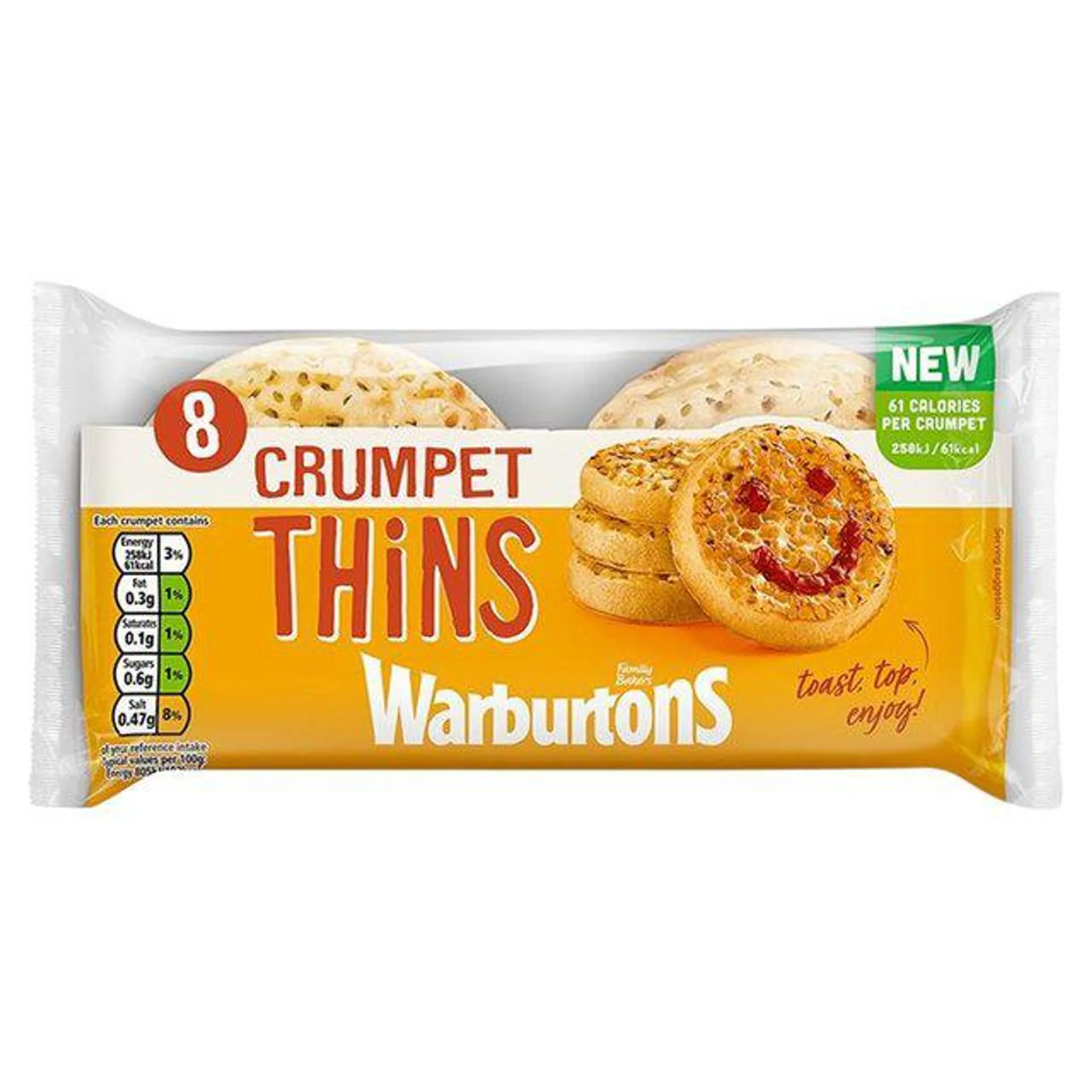 Warburtons 8 Crumpet Thins 8 per pack