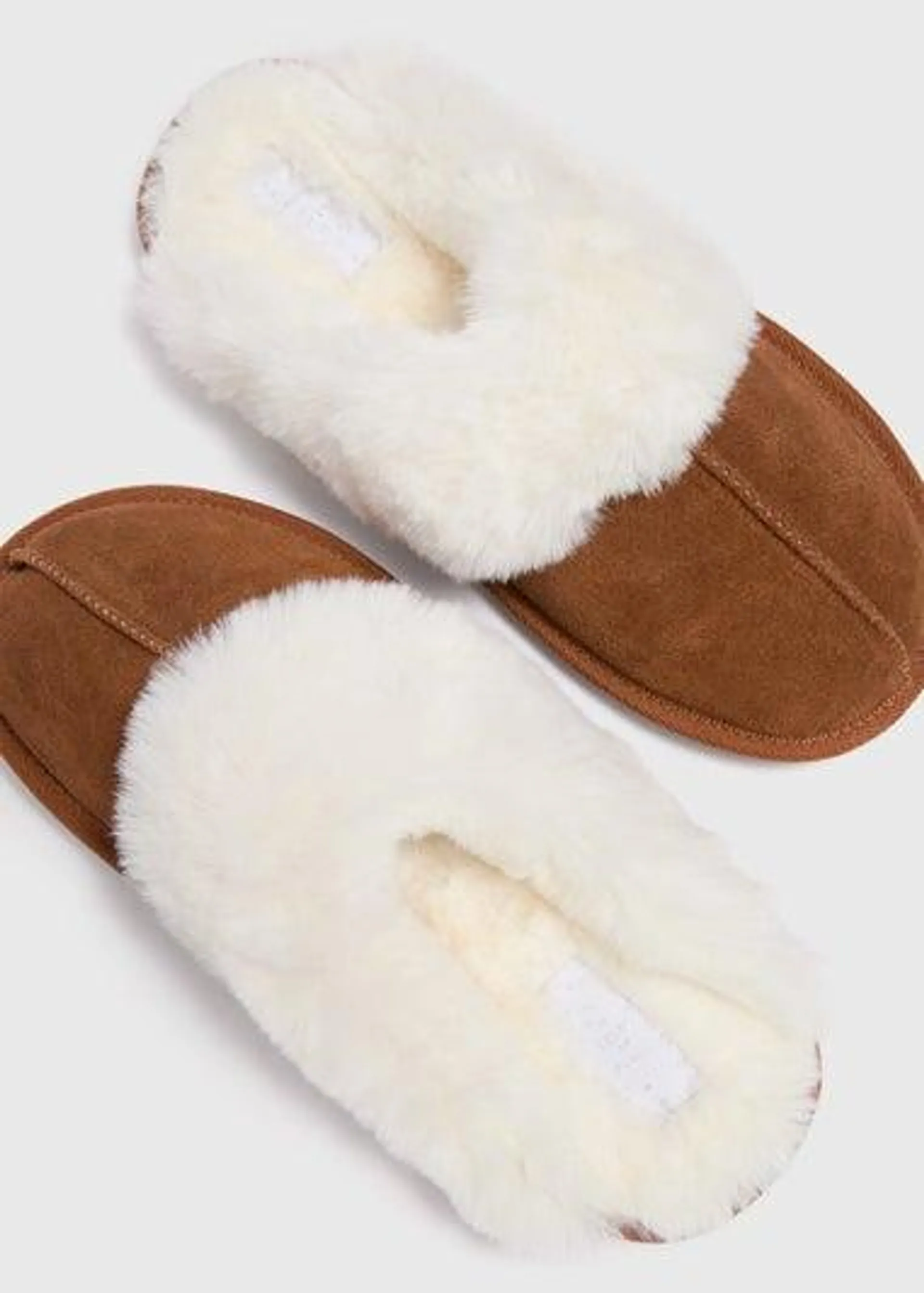 Tan Suede Mule Slippers