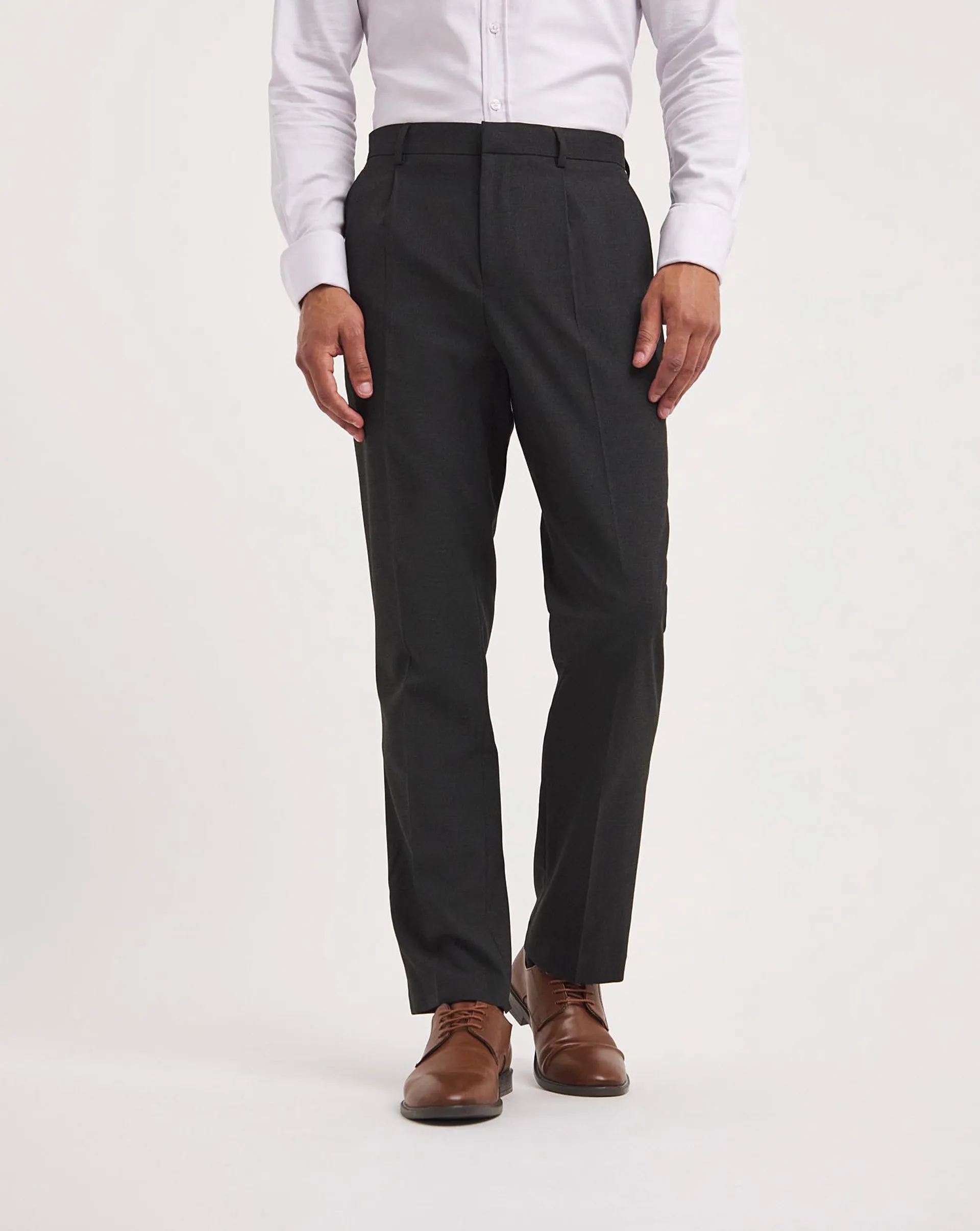 Regular Fit Pleat Front Stretch Formal Trouser