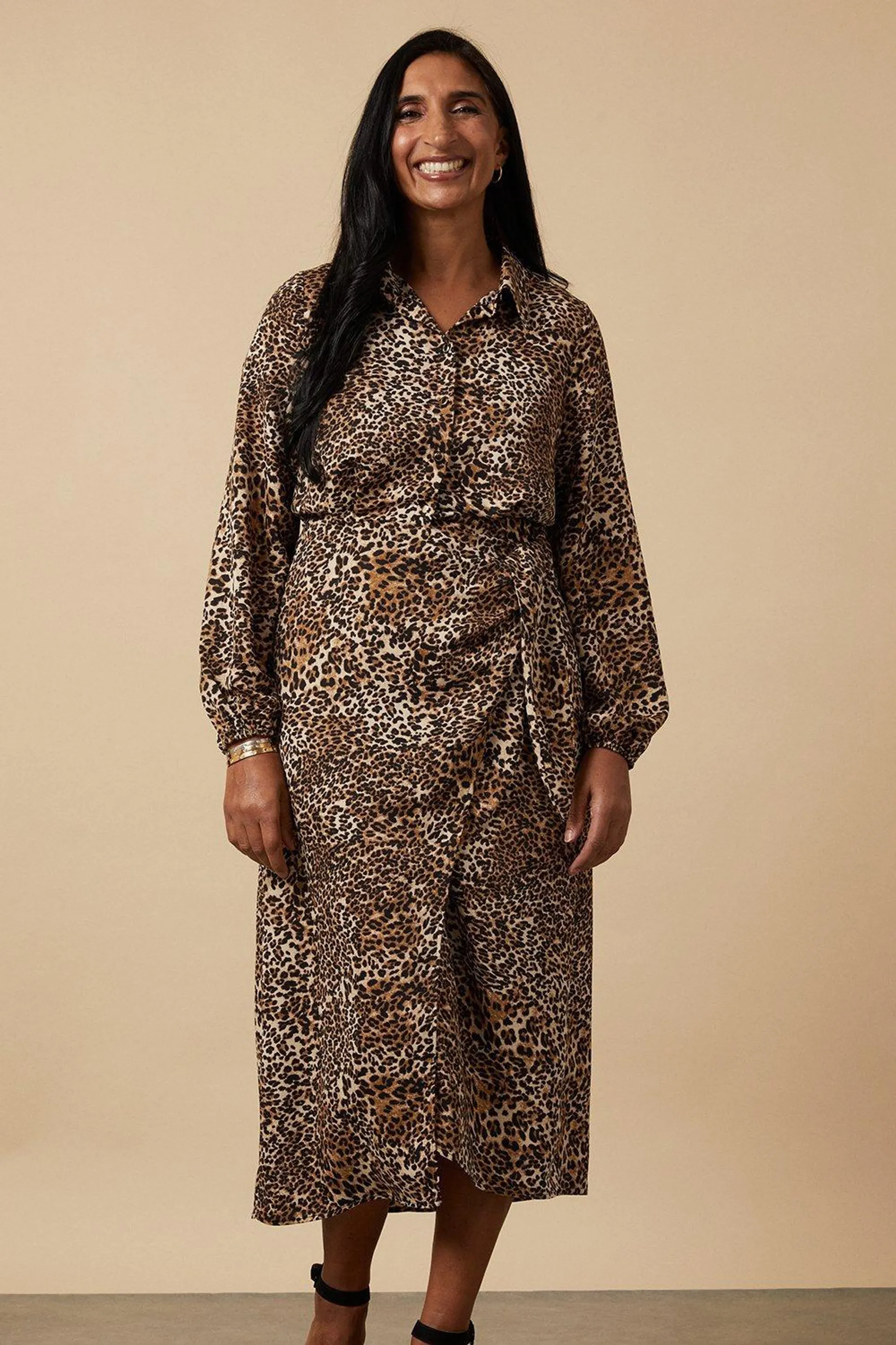 Leopard Wrap Waist Dress