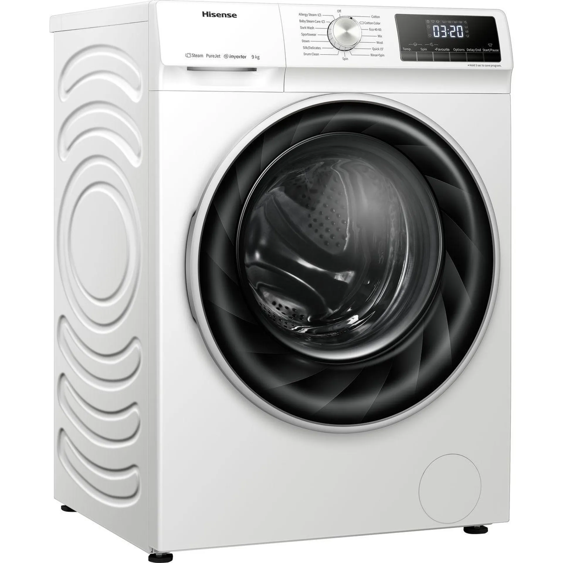 Hisense WFQY9014EVJM 9kg Washing Machine with 1400 rpm - White - B Rated