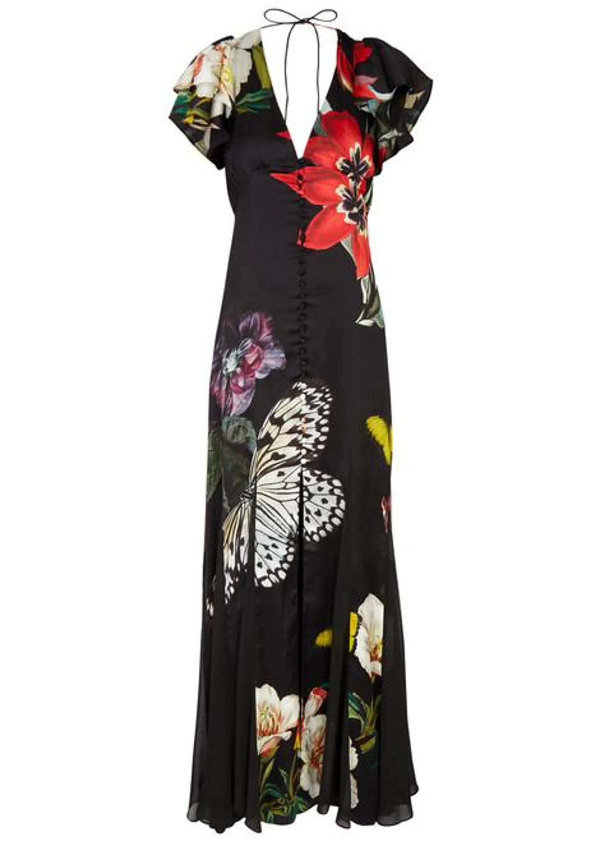 Fara floral-print satin maxi dress