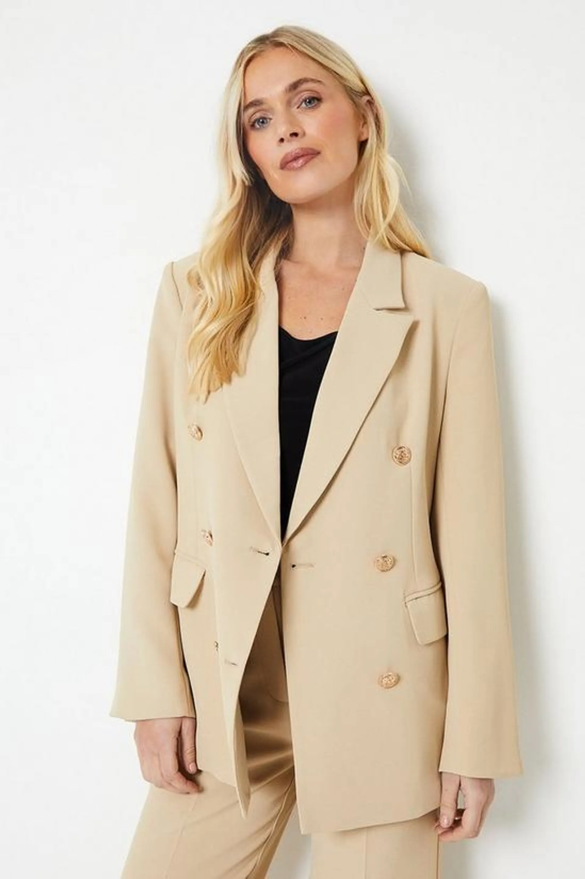 Petite Double Breasted Military Blazer