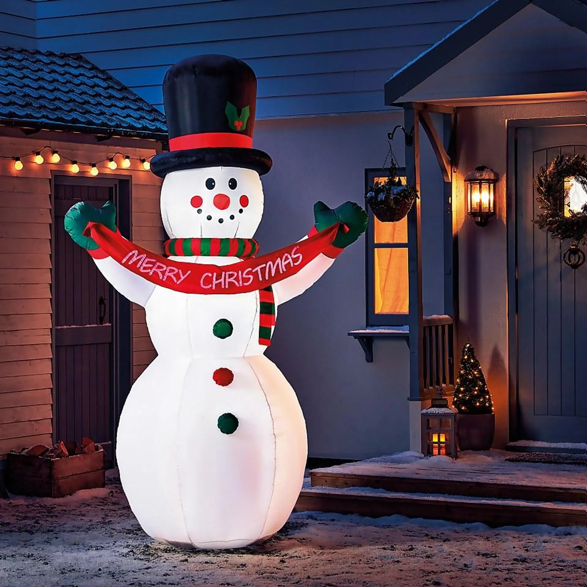 8ft Merry Christmas Snowman Outdoor Inflatable Decoration