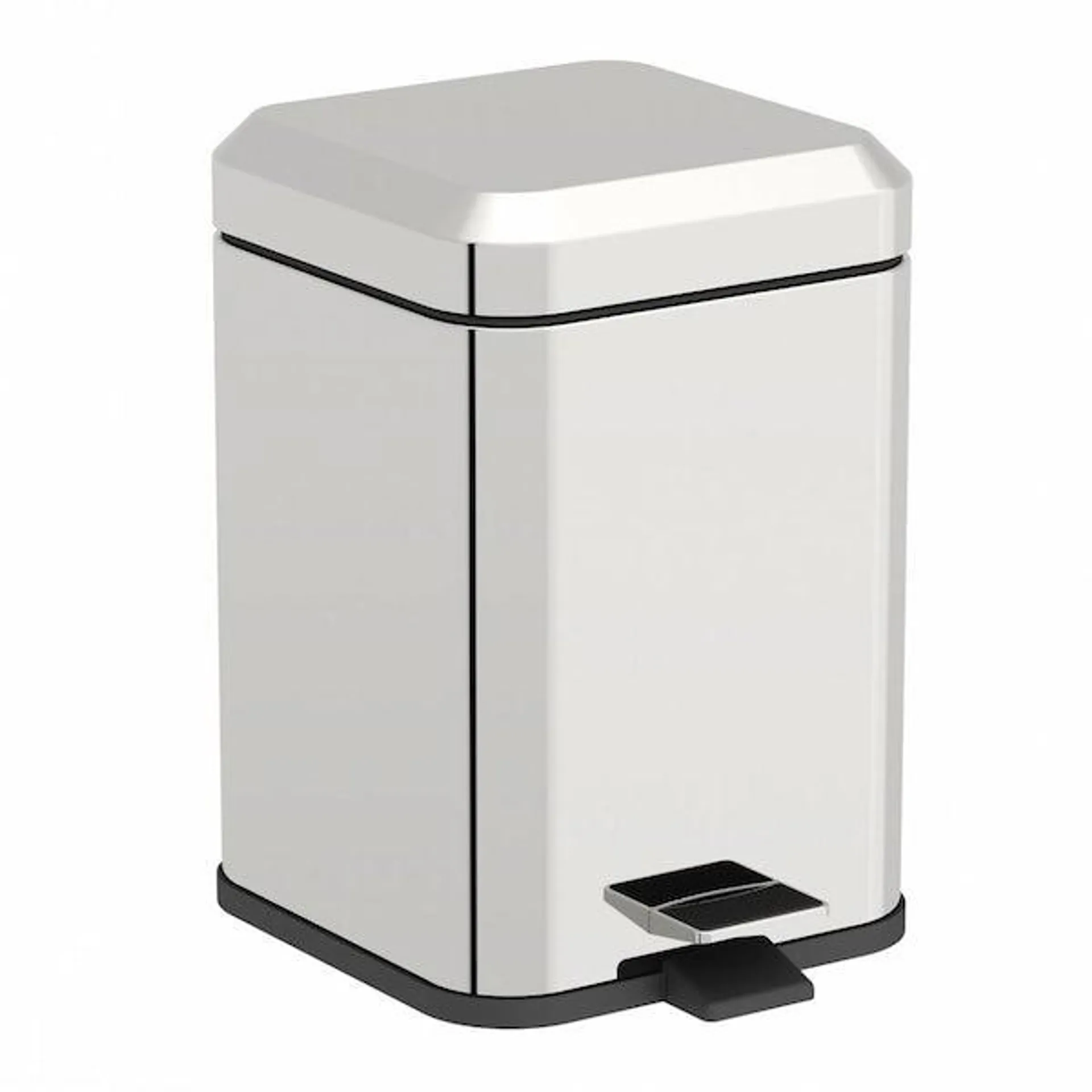 Accents Options square stainless steel bathroom bin 6 litre